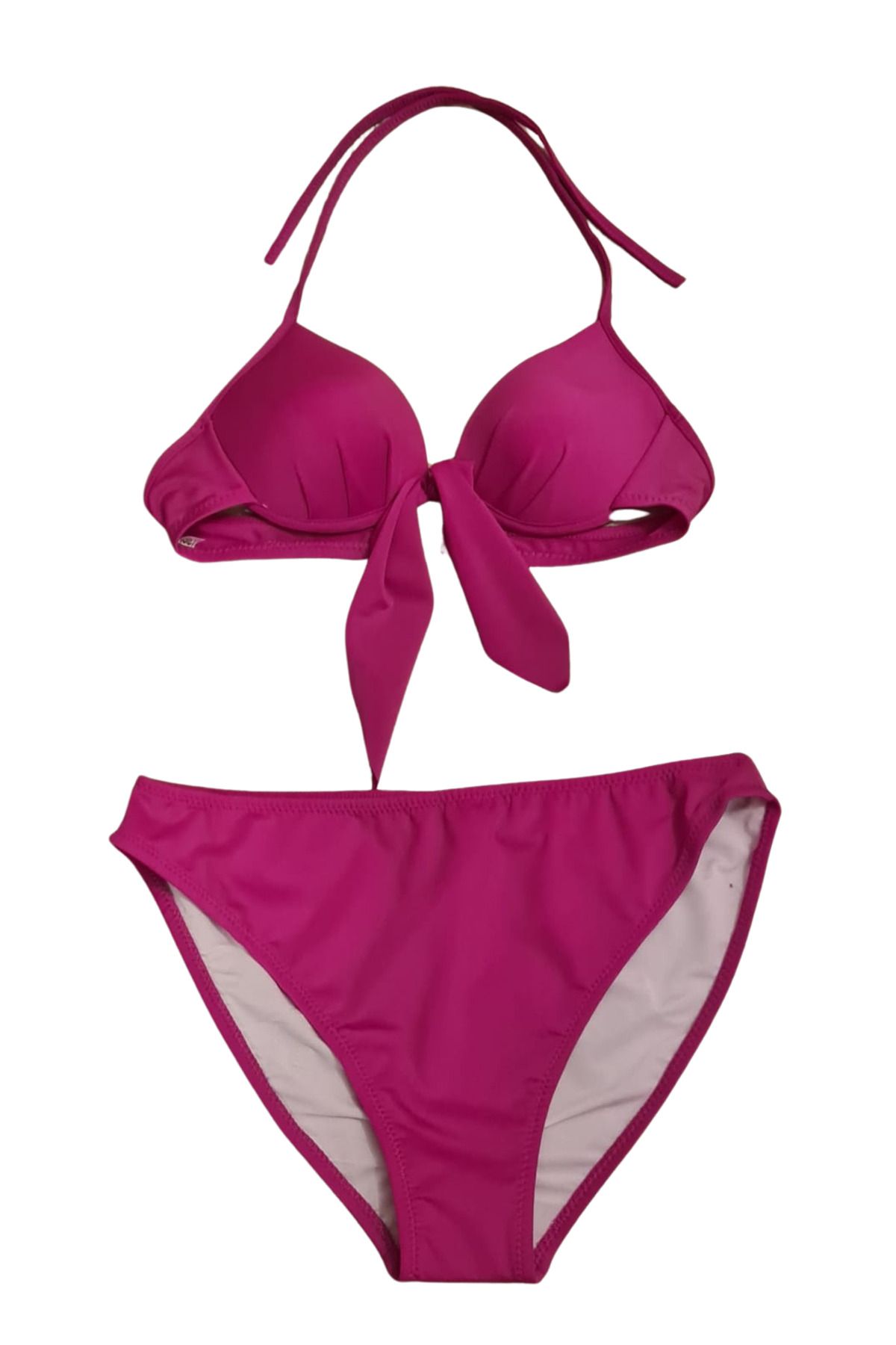 Butik Çağrı Mayo Pembe Brazilian Fiyonk Detaylı Dolgulu Destekli Push-Up Bikini Üstü