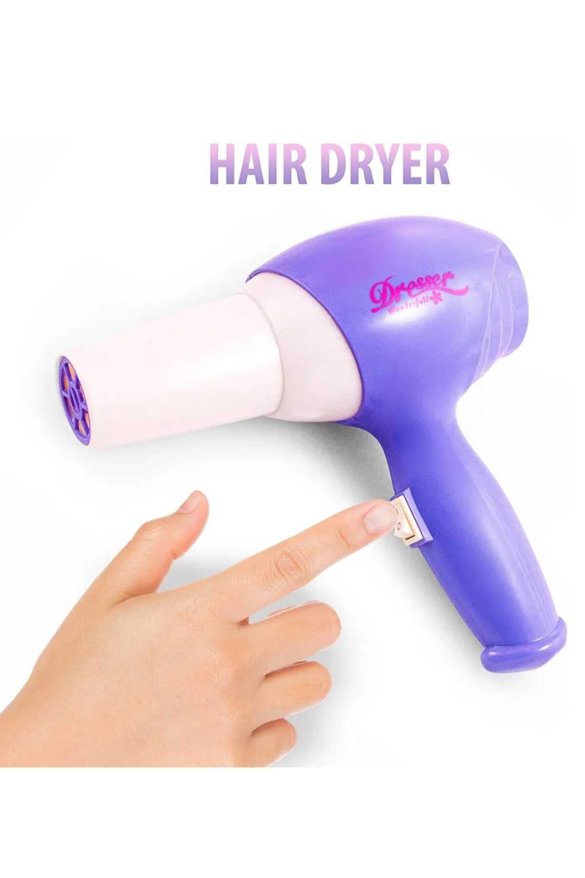 👑 طاولة مكياج فانيتي بيوتي للبنات 16قطعة مع مرآة وأضواء وأصوات ومجفف شعر وكرسي صغير ✨