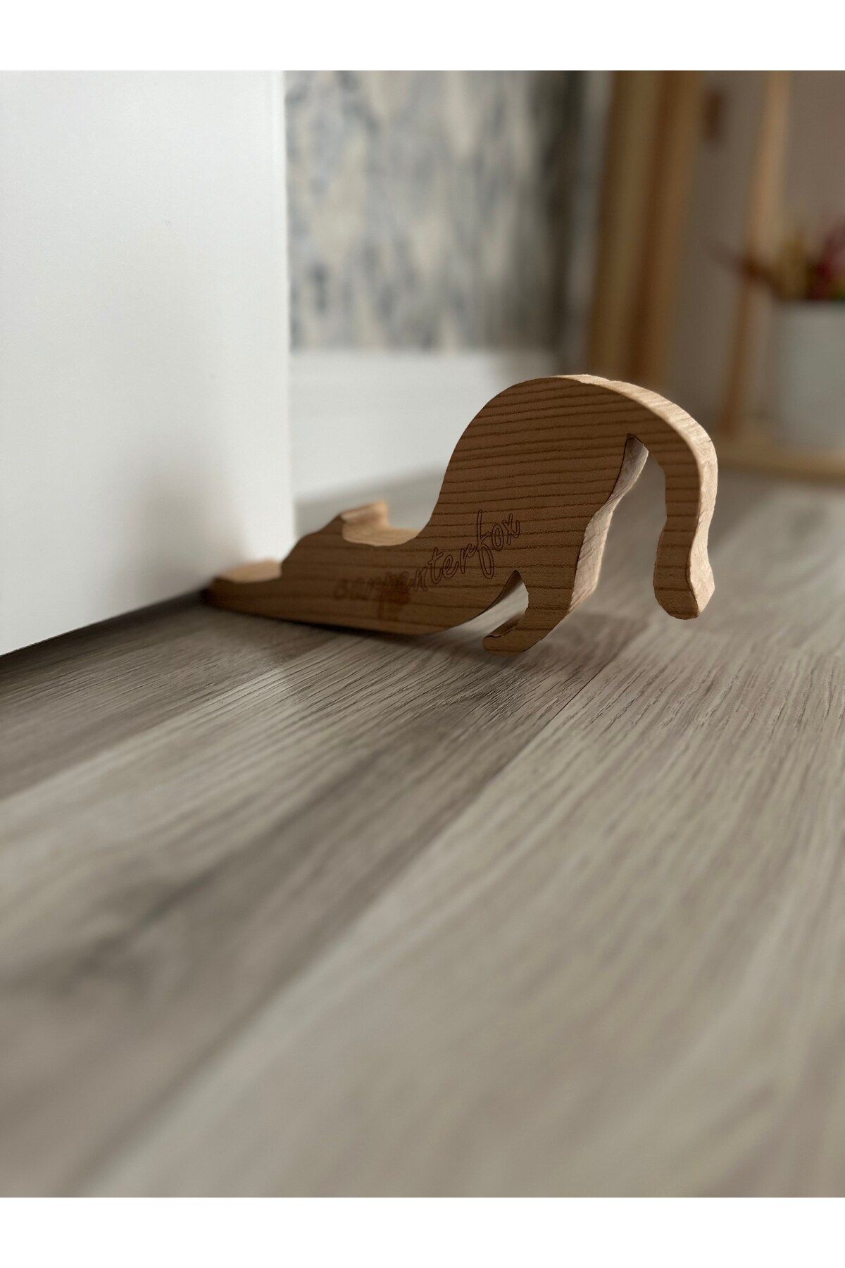 CarpenterFox Ahşap Kapı Stoperi Kedi