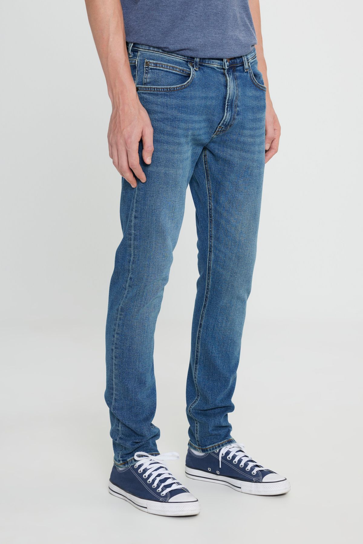 شلوار جین آبی مردانه کش دار Luke Slim Fit کمر کم Lee