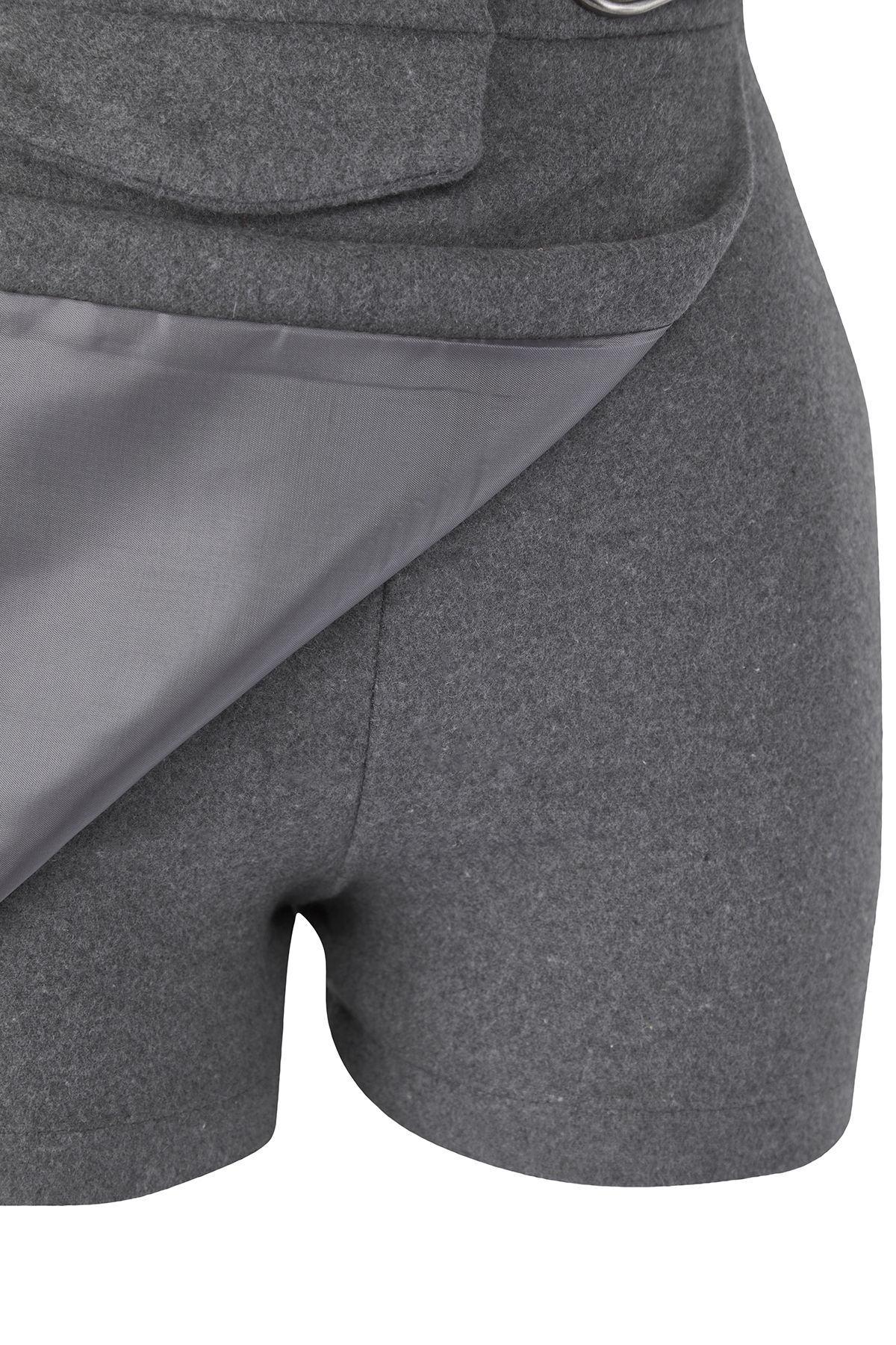 Trendyol Collection-Anthrazitfarbener gewebter Shortsrock mit Gürteldetail TWOAW21SR0037 7