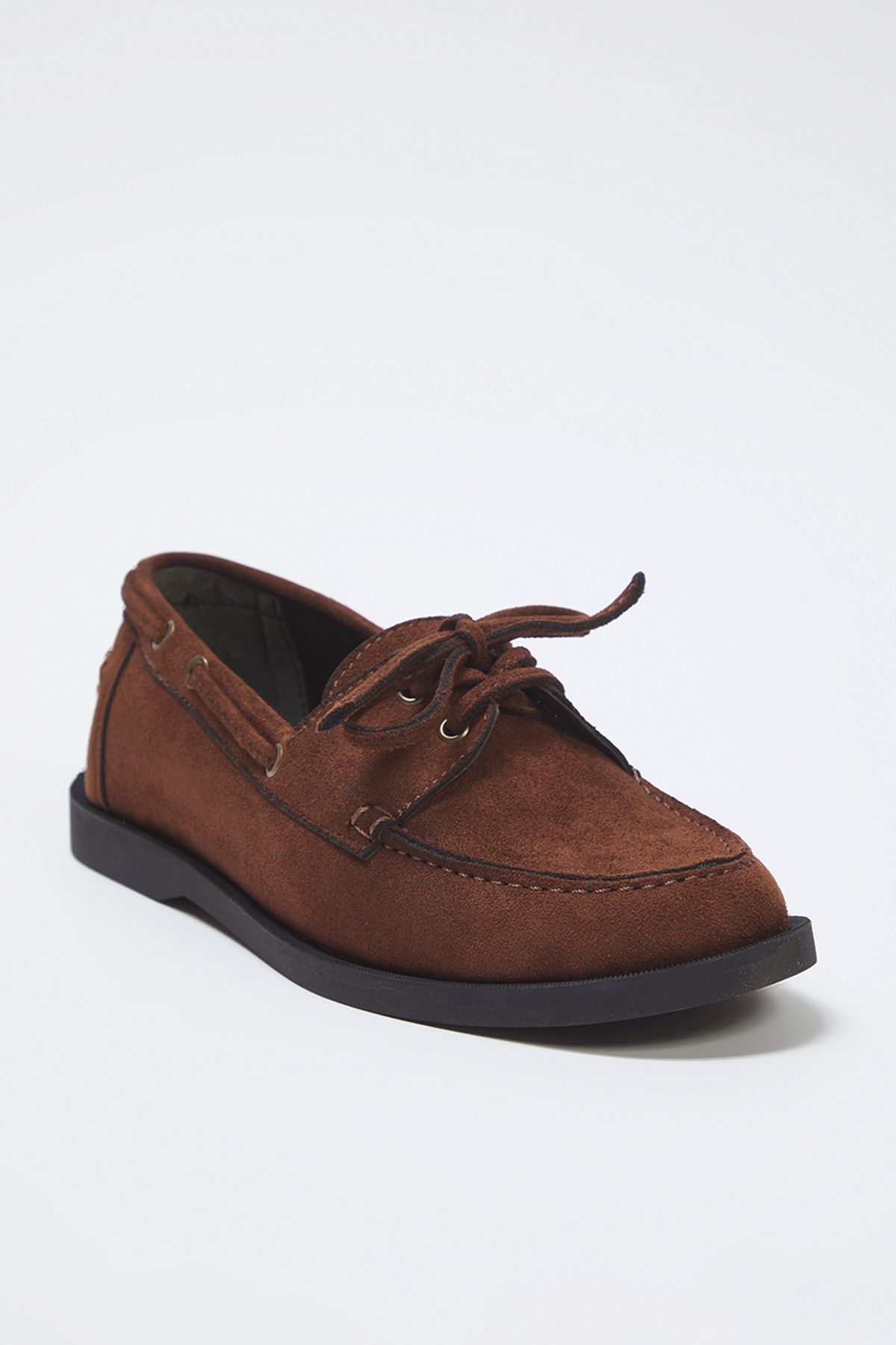 TRENDYOL SHOES Brązowe Zamszowe Sznurowane Damskie Mokasyny Kobieta - 39