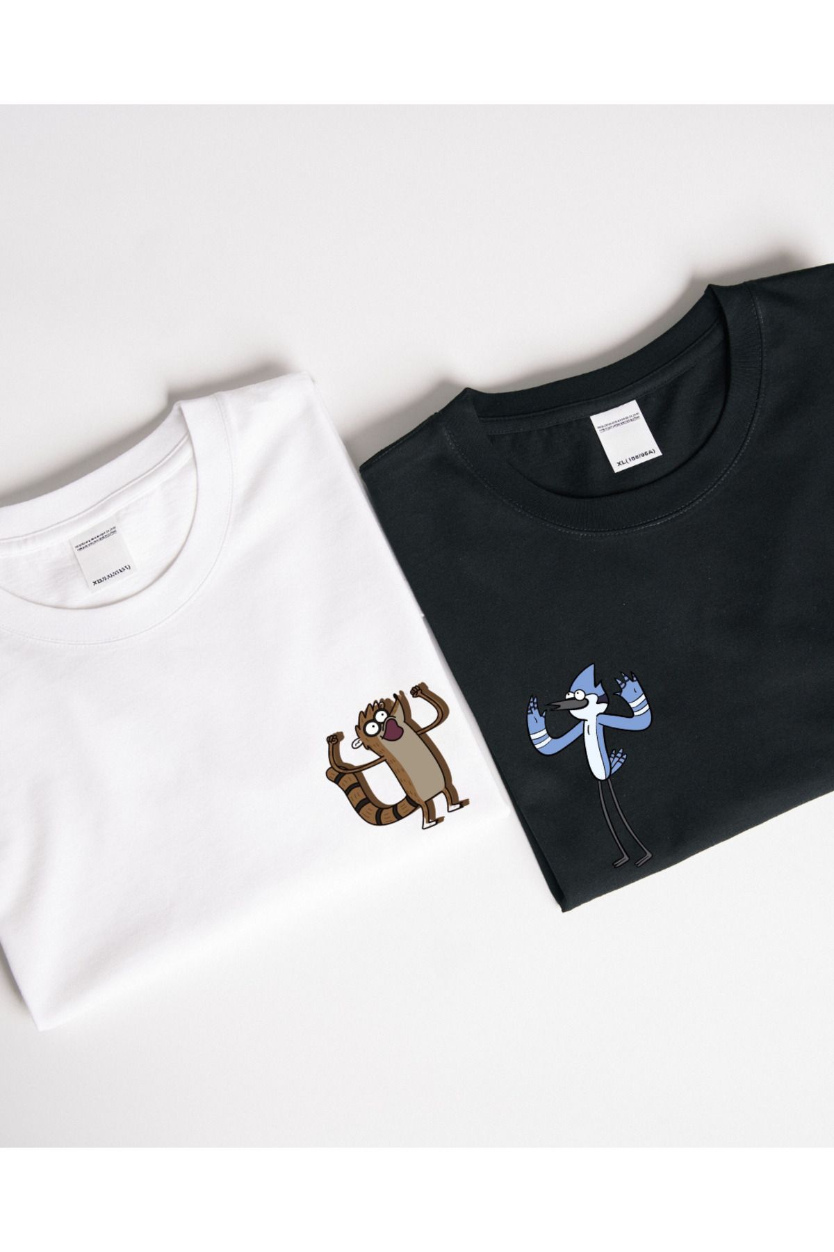 Ebiidesign Çiftler İçin Regular Show Tasarımlı Baskılı T-Shirt
