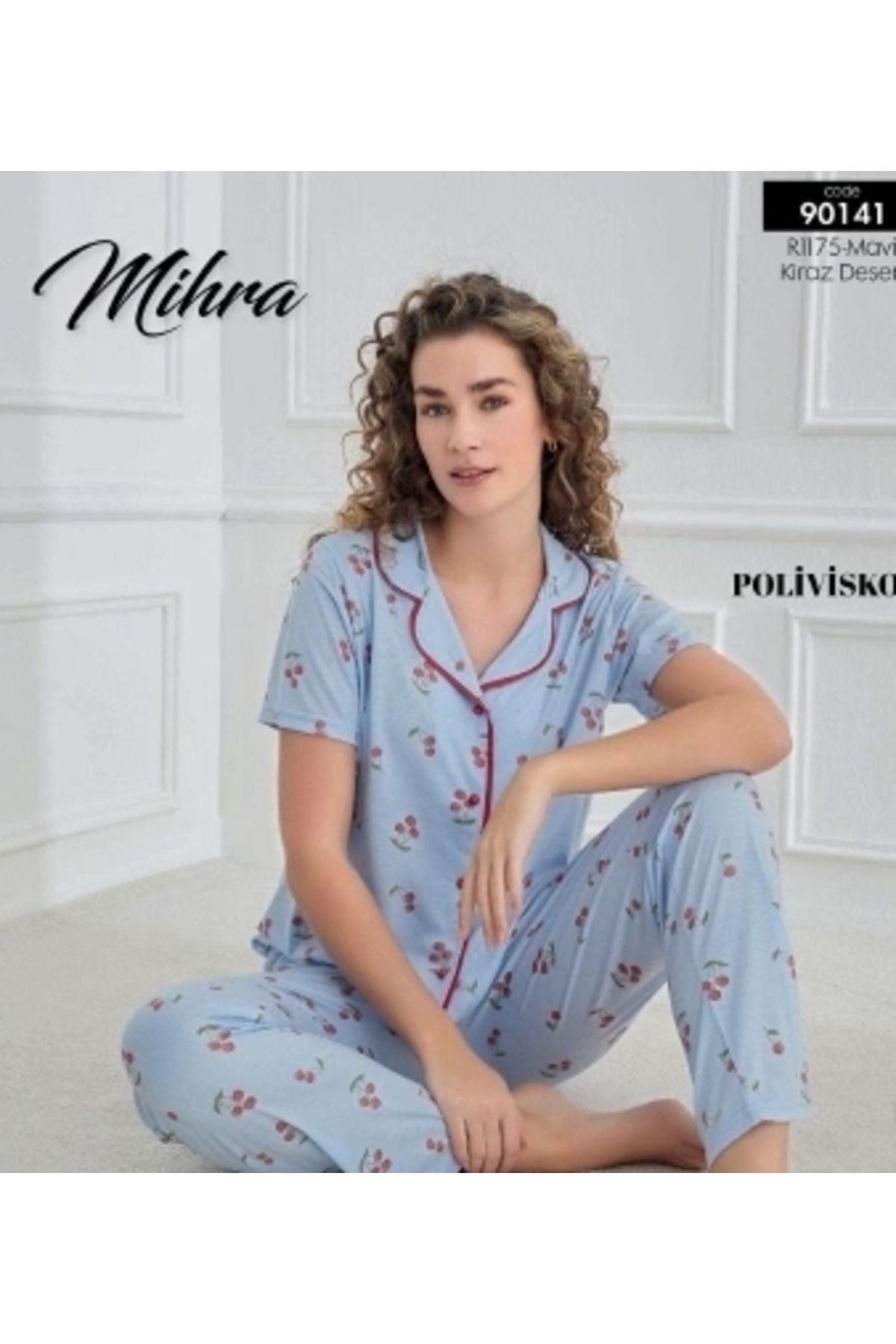 Nemere Mihra 90141 Kadın Boydan Düğmeli Pijama Takımı