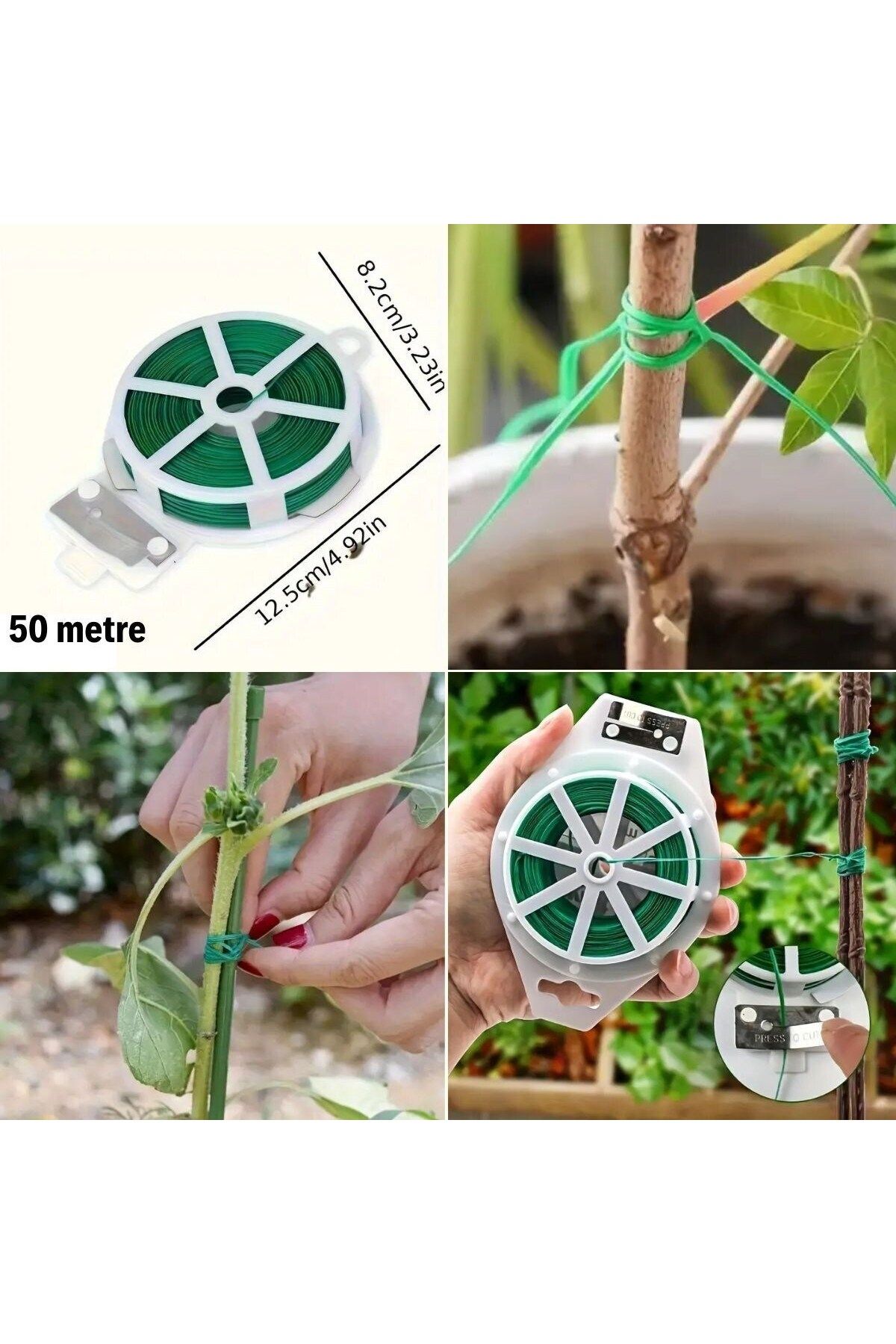 Avantaj Kapıda ® 50 Metre Kendiliğinden Kesici Bıçaklı Bitki Saksı Kablo Sabitleme Teli