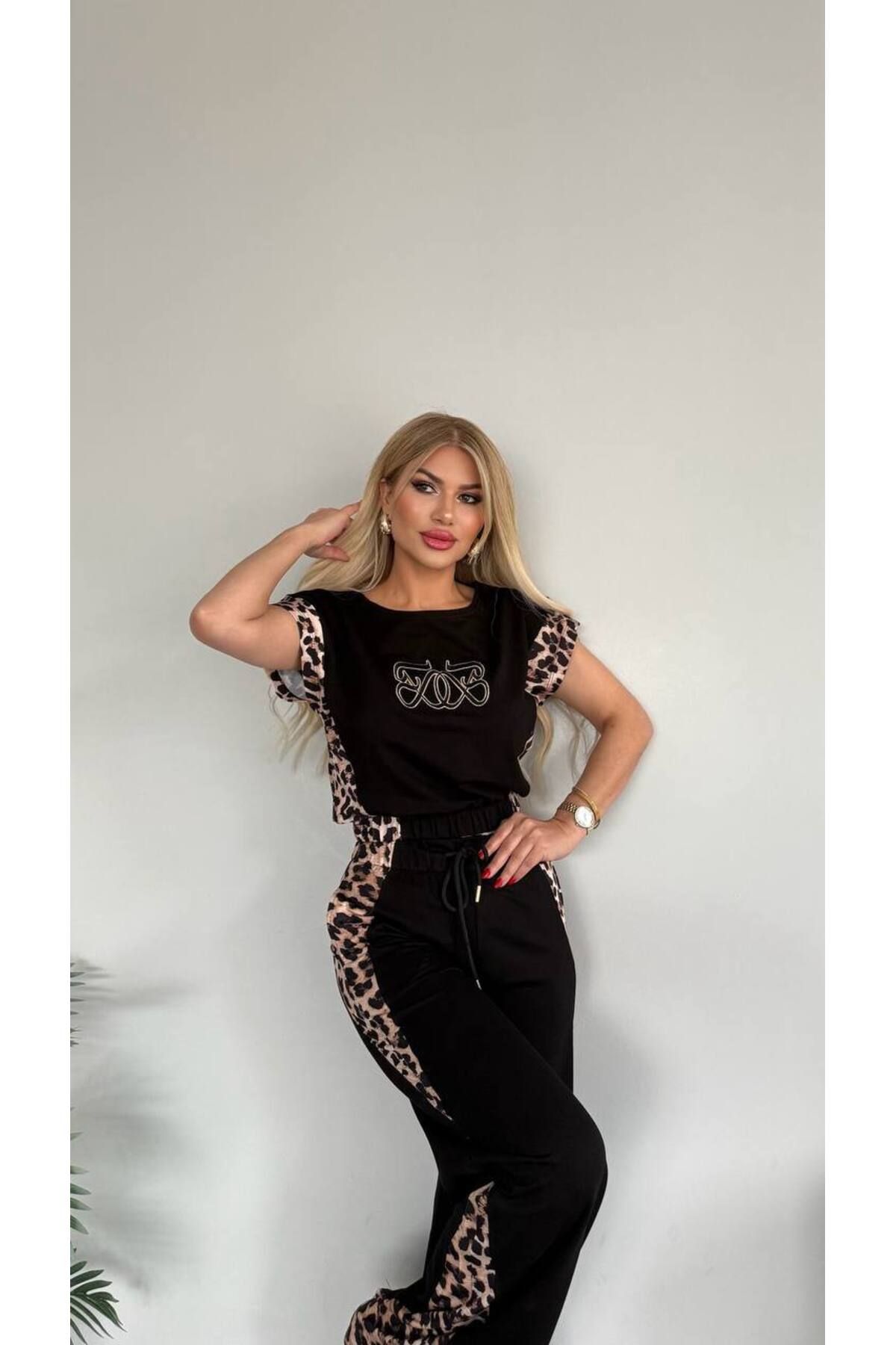 Bella Belluci Yeni Sezon Premium Seri Esnek Leopar Detaylı Takım