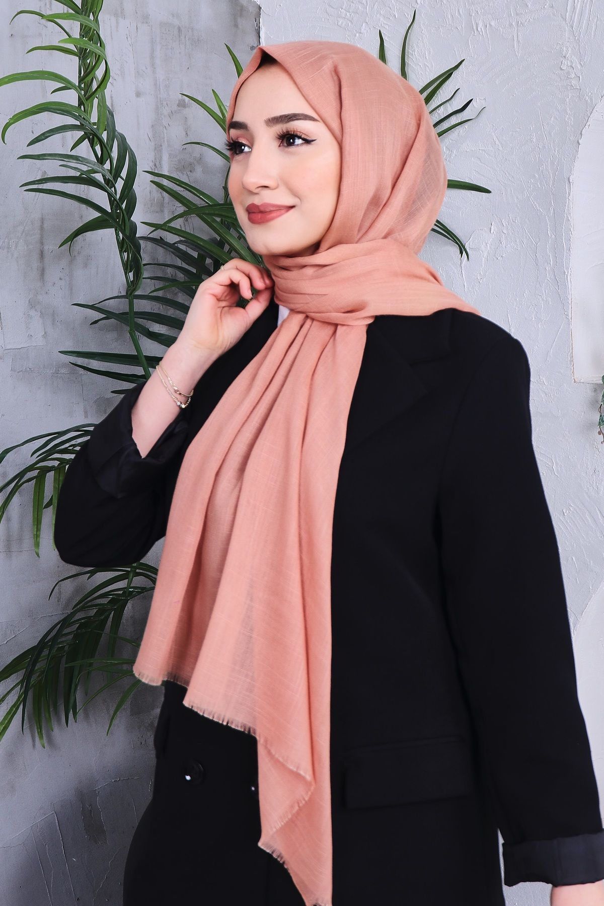 Golden Rose-Solid Color Flamed Shawl 2