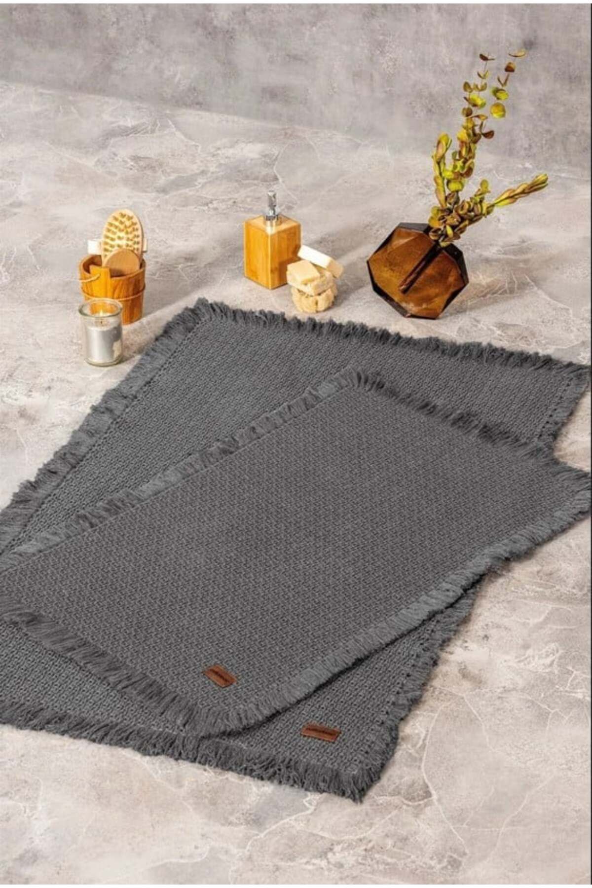 OEM Bath Rug Set Antrasit 2'li 75x125 60x90