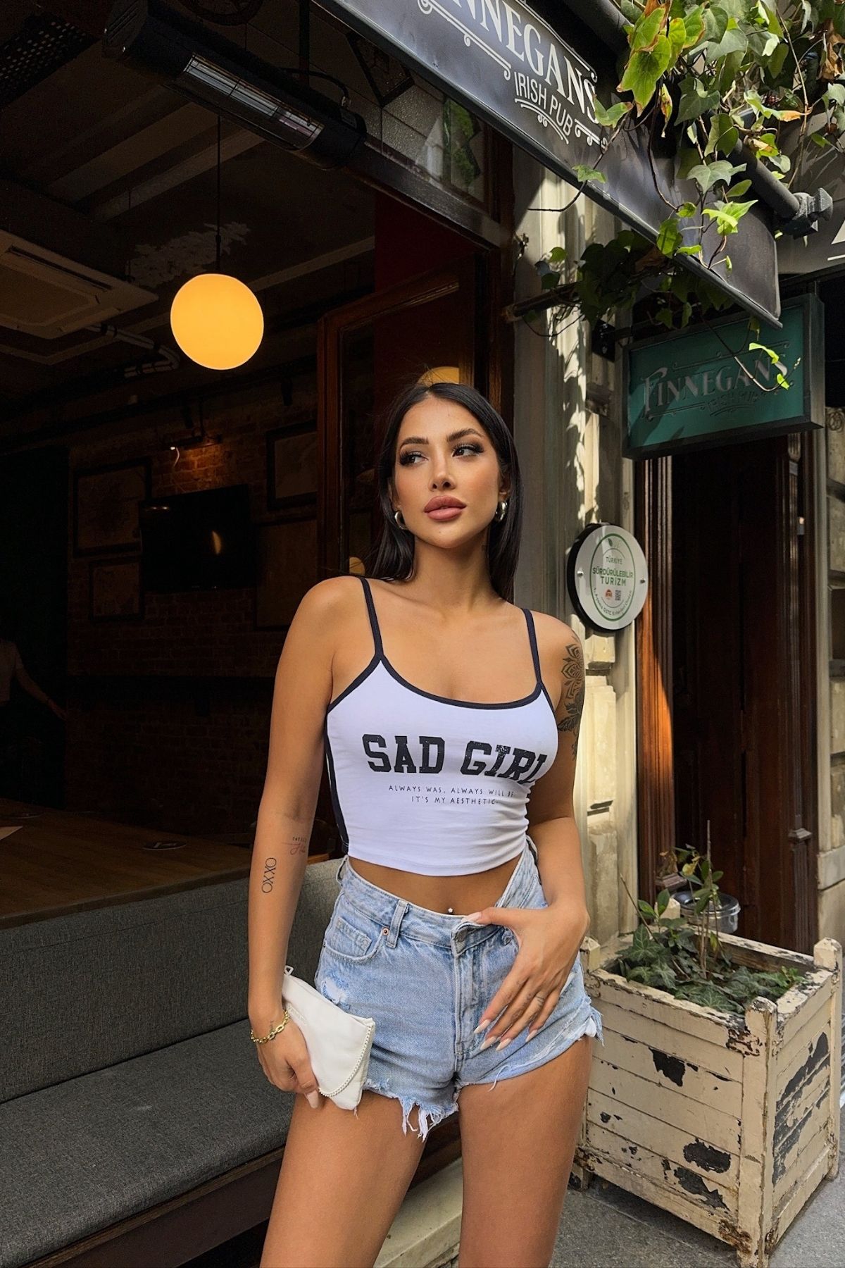 snow basic Sad Girl Baskılı Askılı Atlet