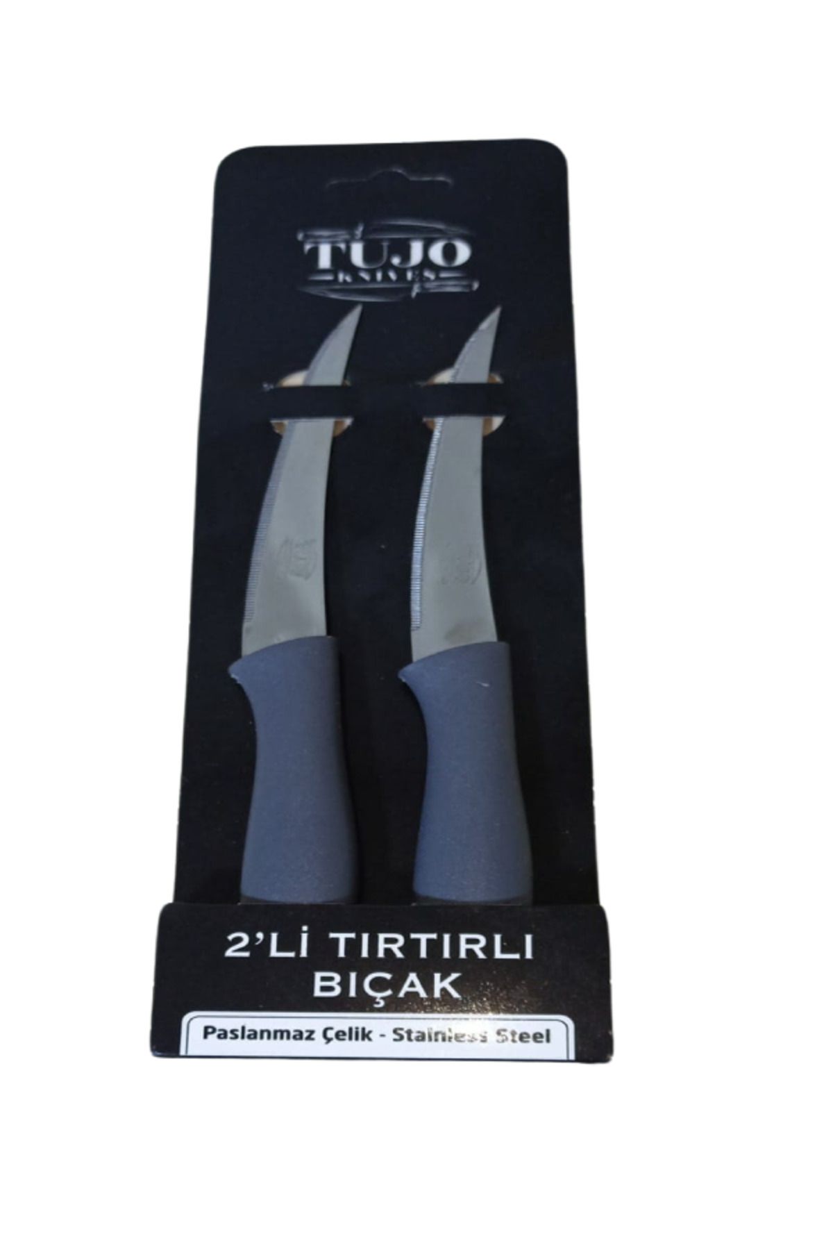 Tujo Knives 2'li Tırtırlı Bıçak Seti - Gri