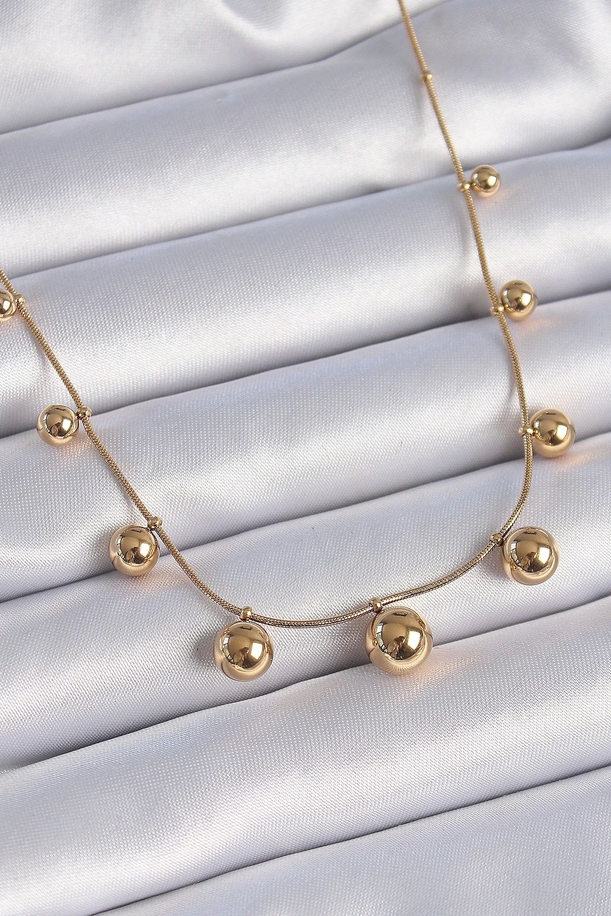 Clariss 316L Çelik Gold Renk Top Model Kadın Kolye