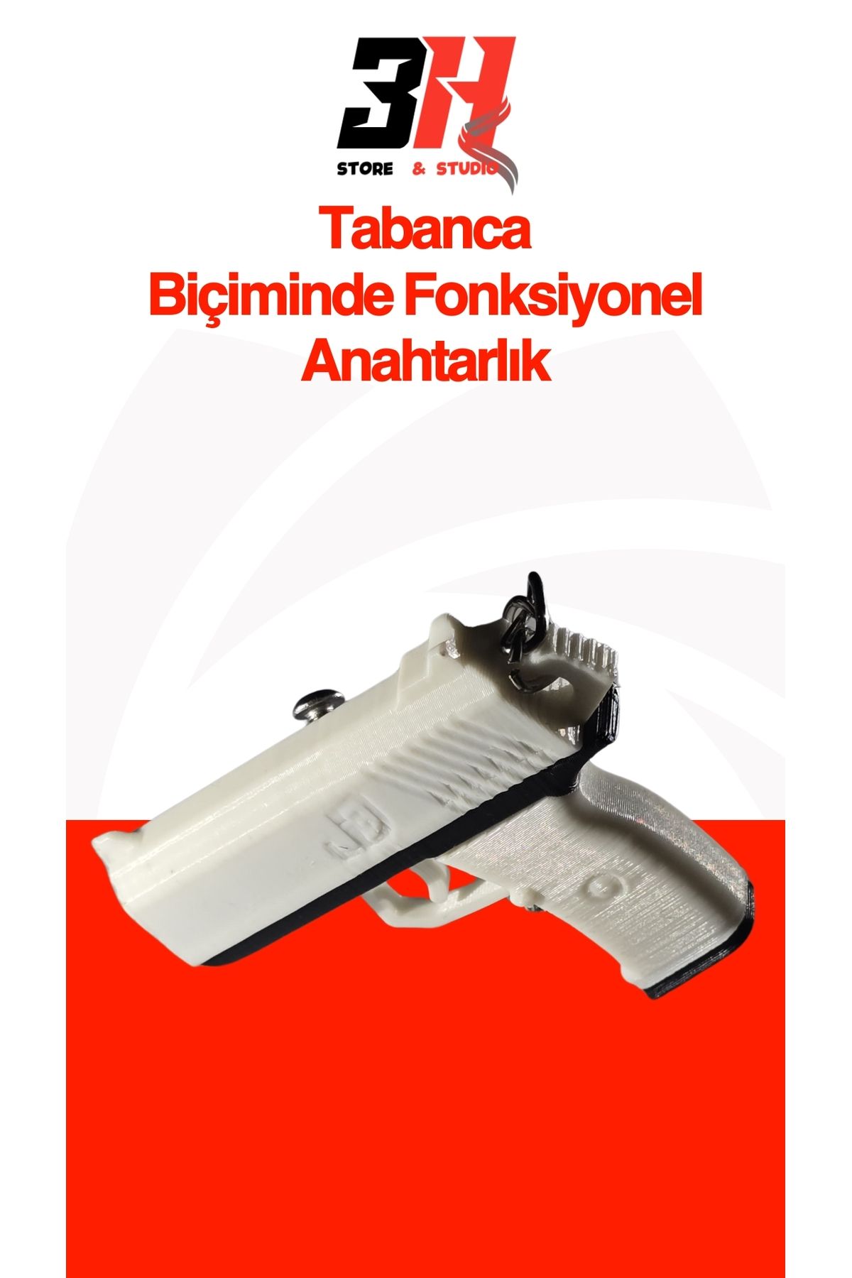 3DreaMaker Tabanca Anahtarlık Fonksiyonel Boncuk Atan Silah Şeklinde Oyuncak Anahtarlık
