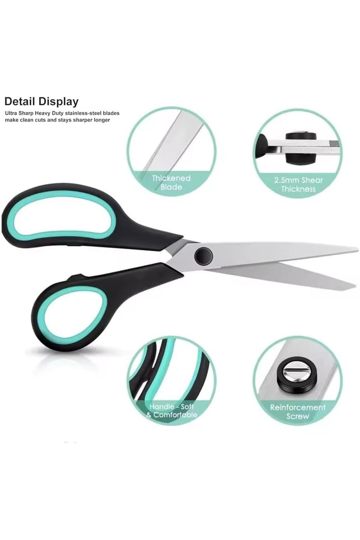 Goishtrie-Stainless Steel Scissors Set - Ultra Sharp, Durable, Lightweight, Non-slip Handle (PACK OF 3) 3