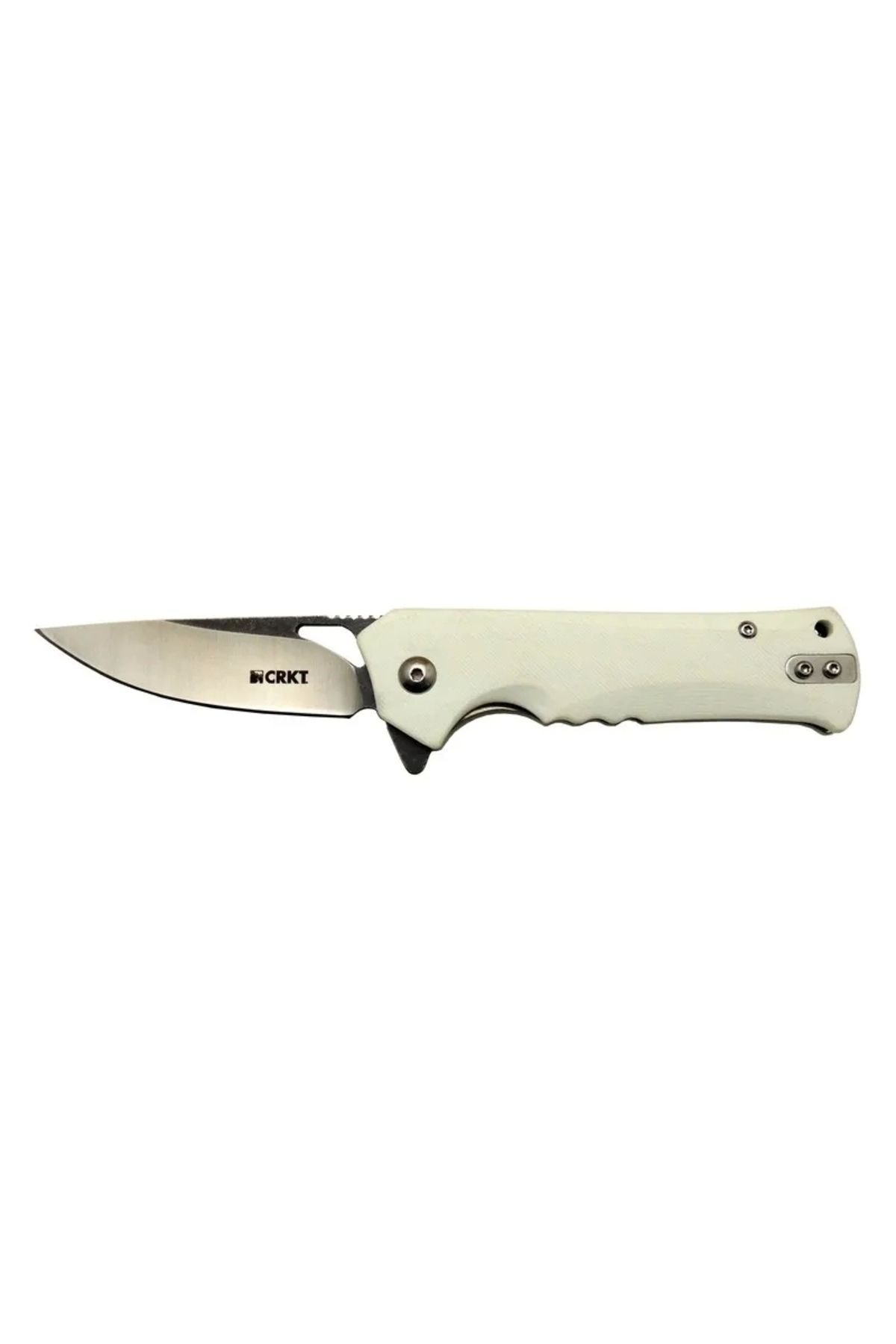 YNT İthalat Crkt Muskie 202 Awy Beyaz Kamp / Outdoor Çakı 18cm - Yarı Otomatik, Kemerlikli, Kutulu