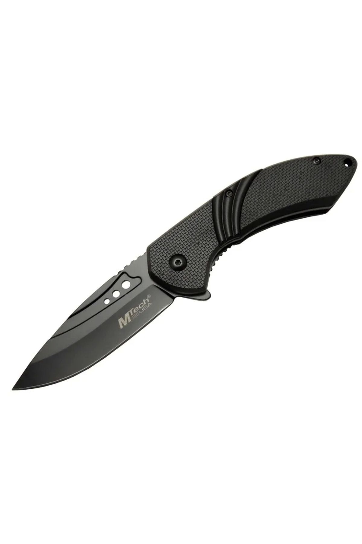 YNT İthalat 4212 Siyah Kamp Çakı 20cm- Yarı Otomatik, Kemerlikli, Oluklu