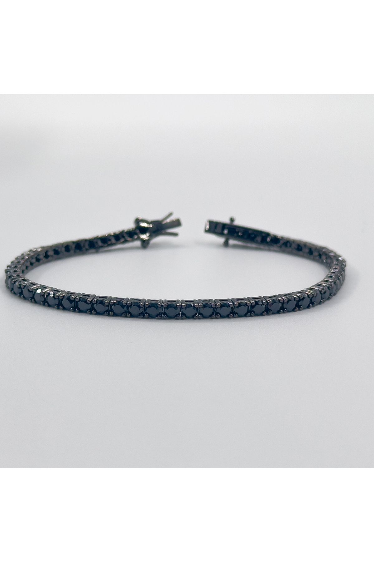 Livora Jewelry Onix Taşlı Siyah Rodajlı Su Yolu Gümüş Bileklik - 3MM