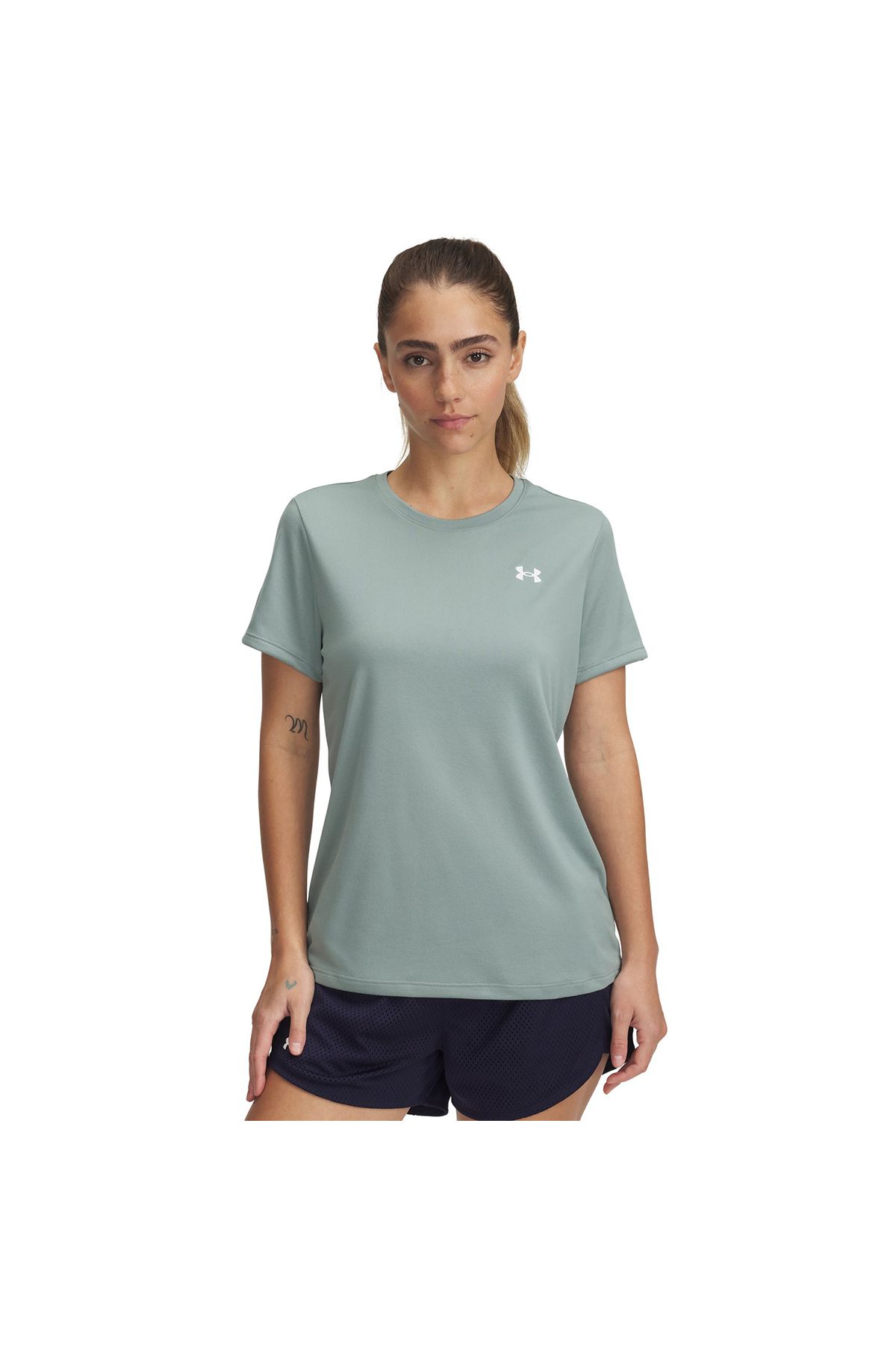 Under Armour Tech Solid Kadın Yeşil Yuvarlak Yaka Tişört