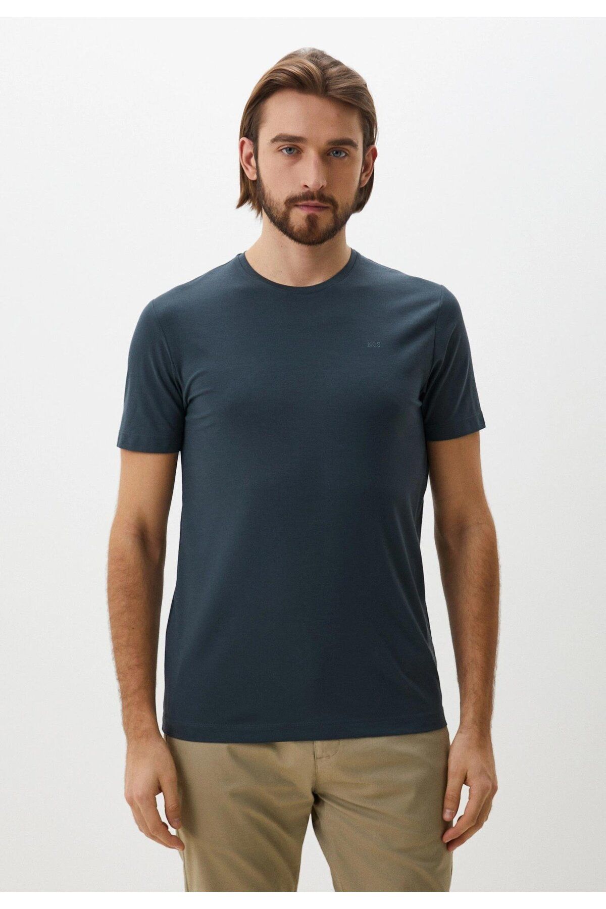 Ncs Jeans Erkek Tişört Bisiklet Yaka Antrasit Slim Fit T-shirt NCS JEANS 1266