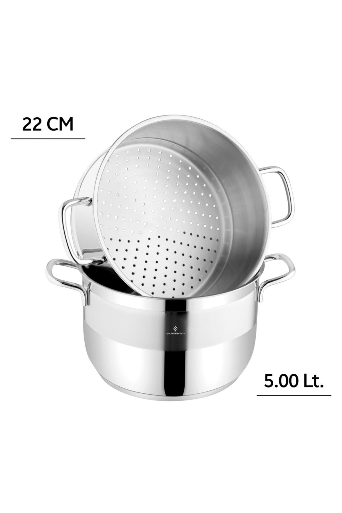 Sofram Soft 22 cm 3 Parça Buharda Pişirme Tencere Seti