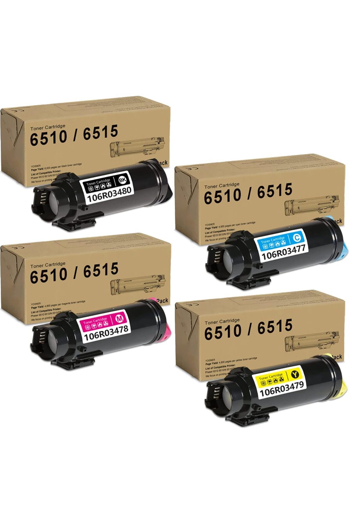 Xerox Phaser 6510/ Workcentre 6515 Extra High Capacity Toner Cartridge (BK/C/M/Y, 4-Pack