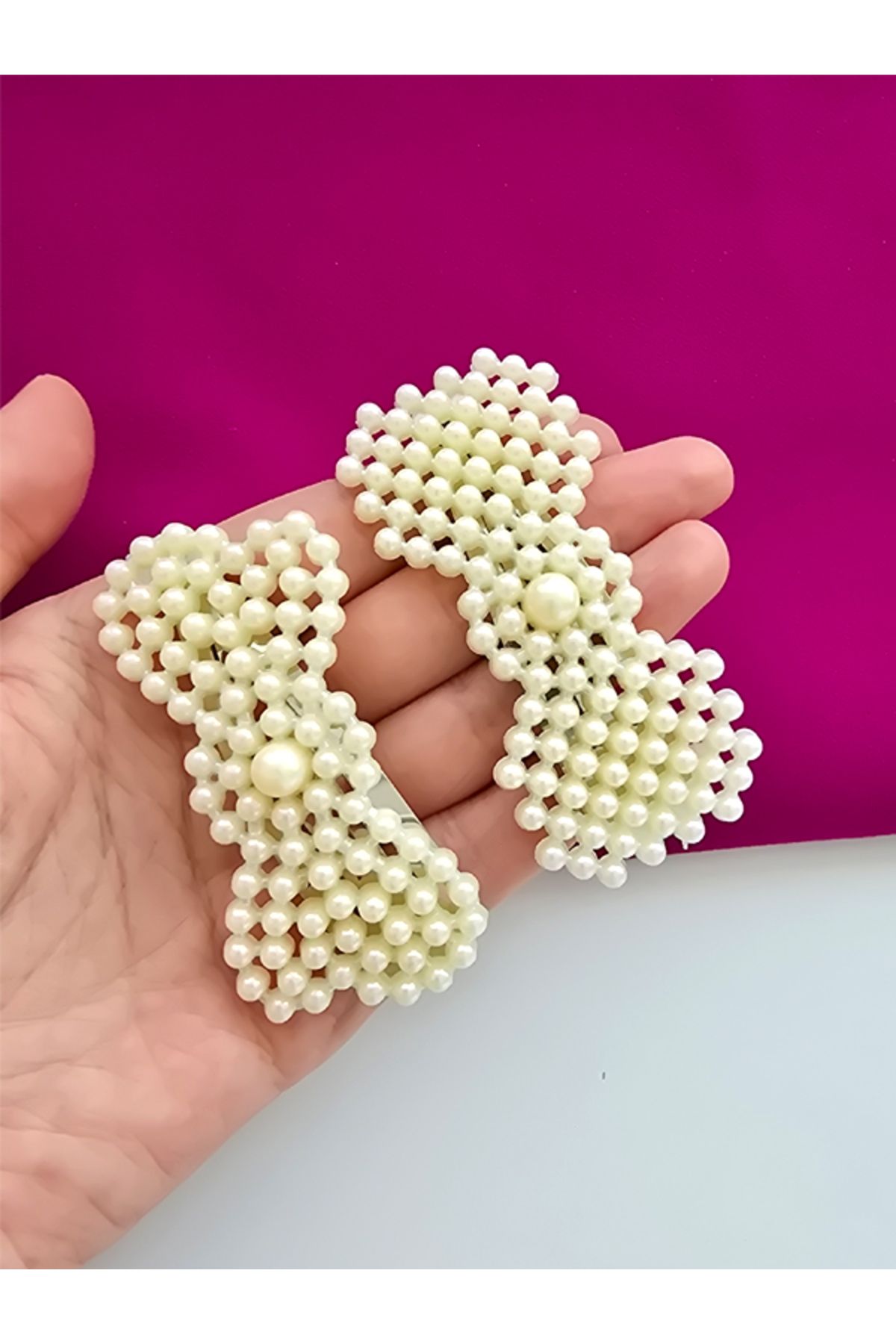 Riccoco Accessory İncili 2'li Büyük Boy Çıt Çıt Toka