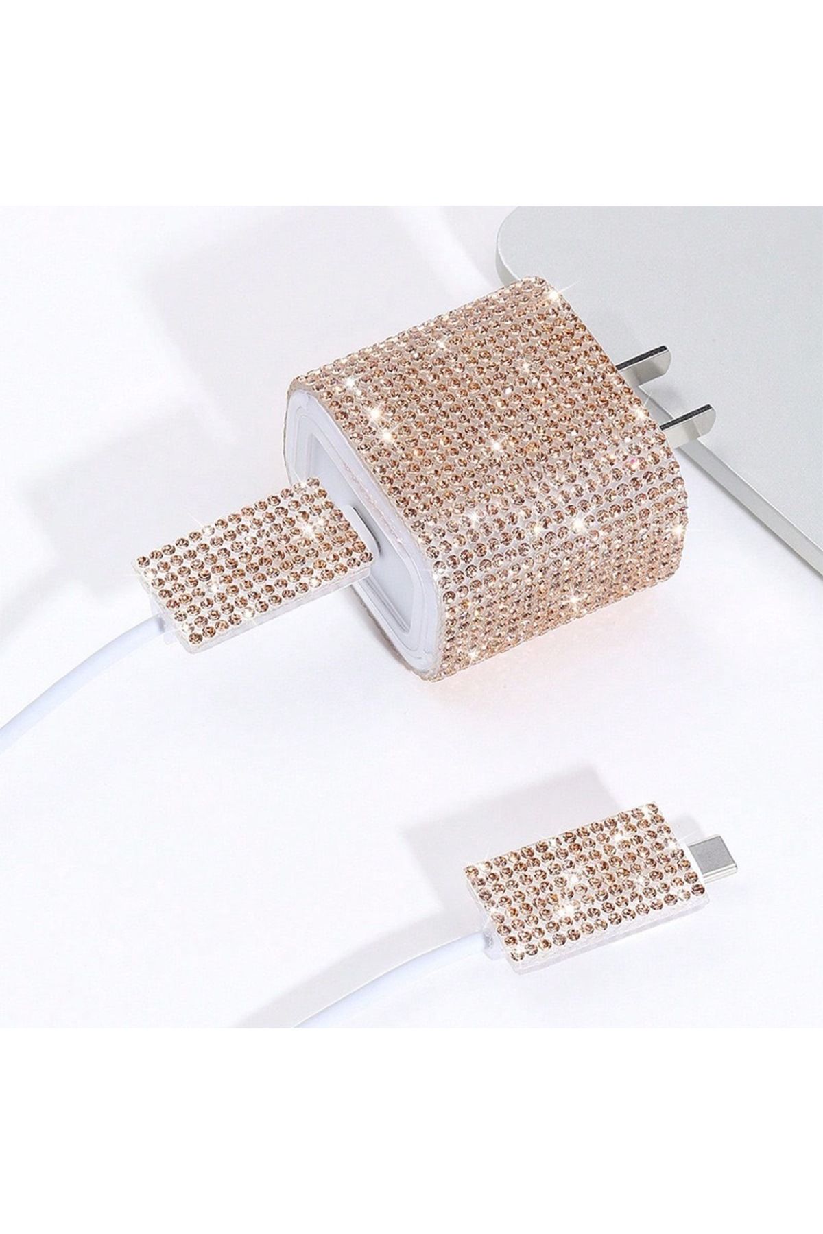 HTstore Zore Taşlı Şarj Aleti Koruyucu 4in1 Set-Gold
