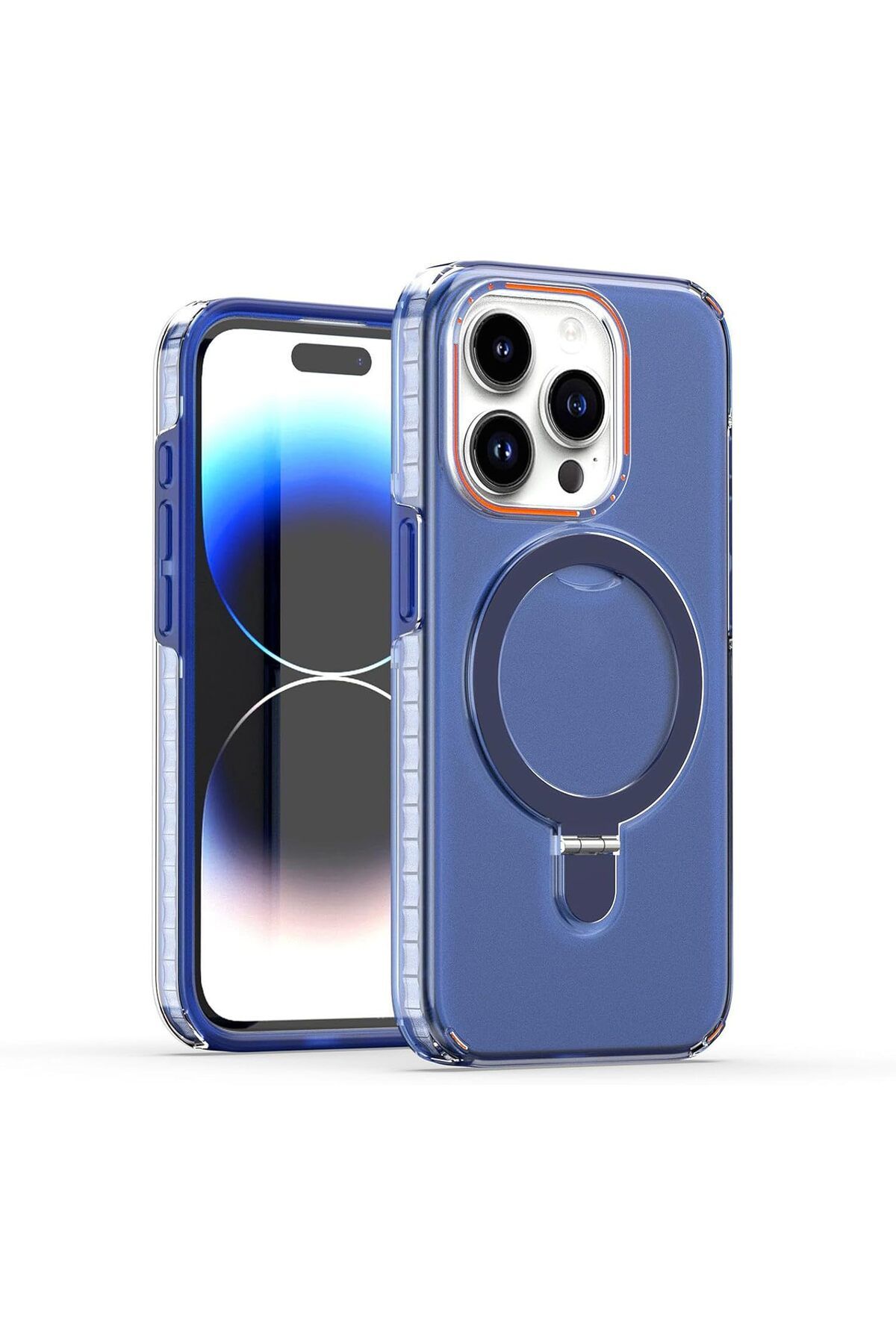 Teleplus iPhhone 15 Pro Kılıf Manyetik Standlı Şarj Çift Katmanlı Pc Sert Kapak