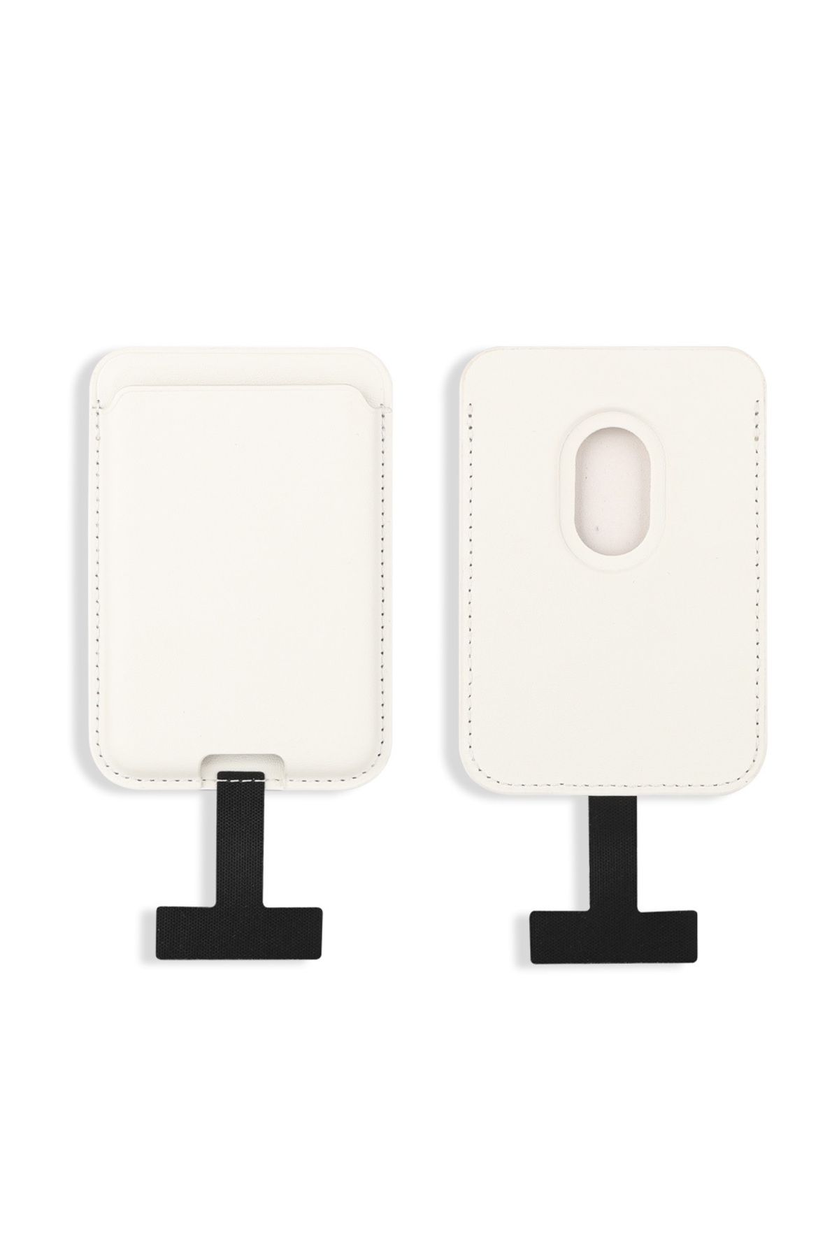 HTstore CRD-09 Dahili Şarj Soket Aparatlı Magnetik PU Deri Kartlık-Beyaz