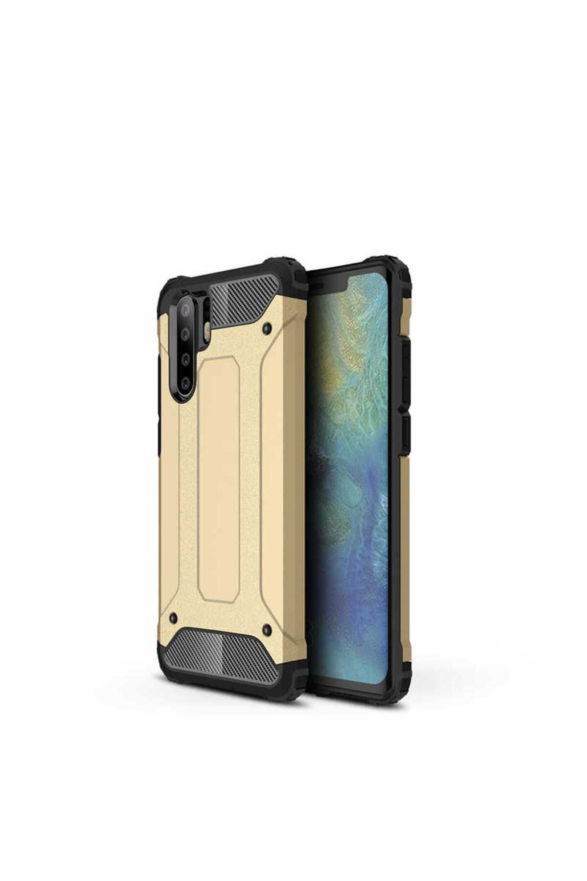 HTstore Huawei Uyumlu P30 Pro Kılıf Zore Crash Silikon Kapak-Gold