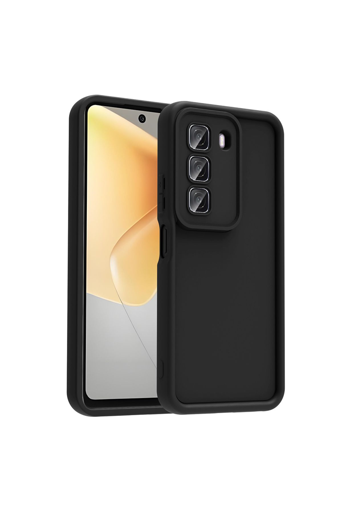HTstore İnfinix Hot 50 4G Kılıf Kamera Korumalı Zore Ananas Kapak-Siyah
