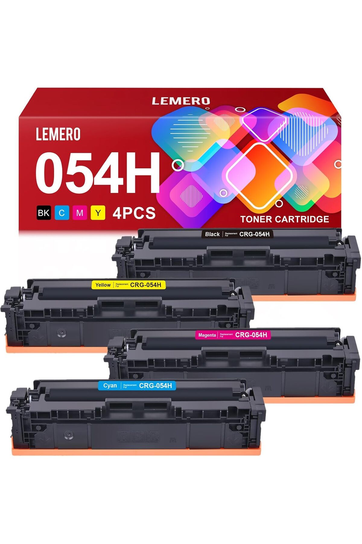 Canon 054H YUKSEK KAPASİTE MF642Cdw MF644Cdw LBP620 Printer (Black Cyan Magenta Yellow，4-Pack)