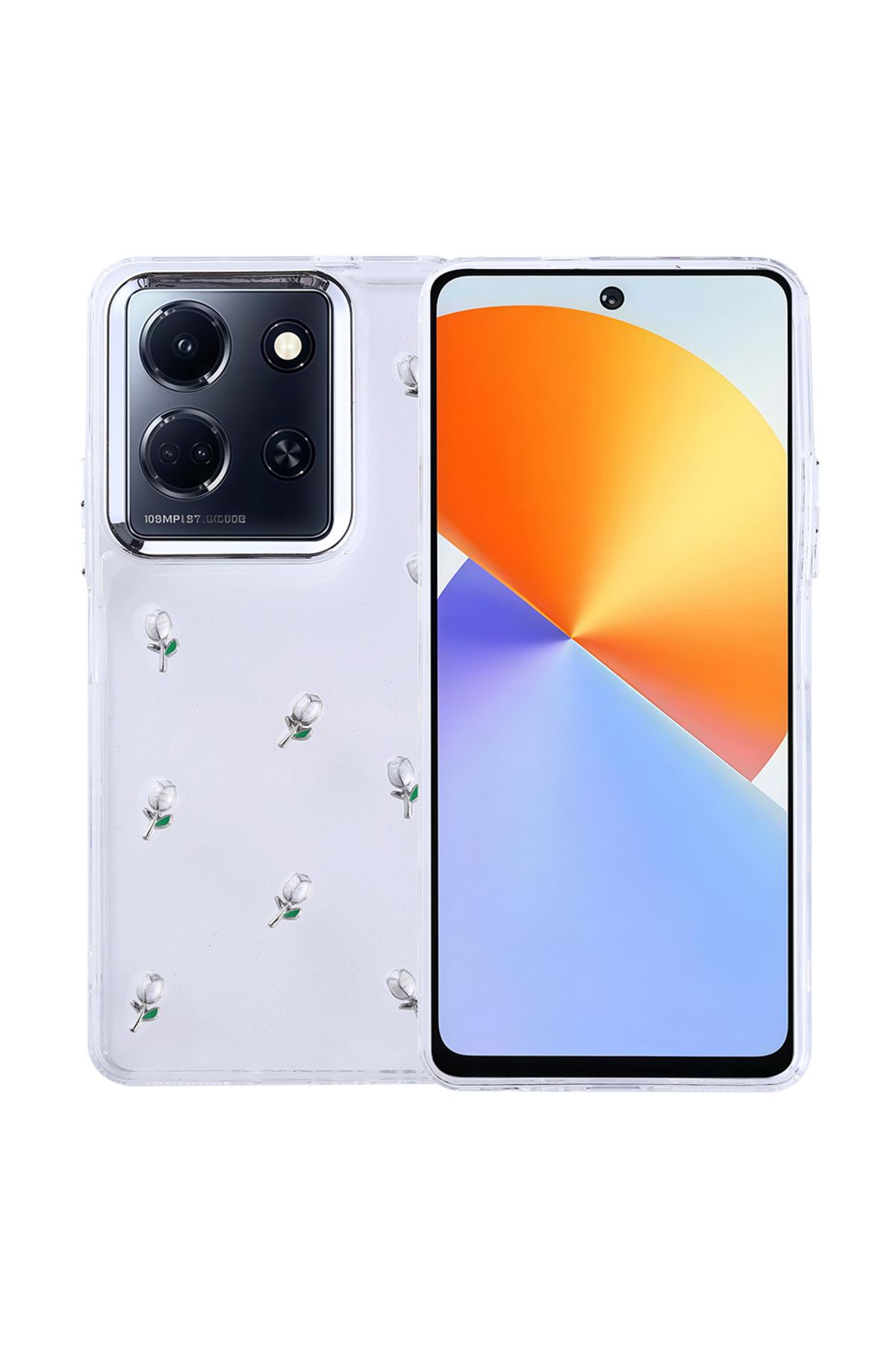 HTstore İnfinix Note 30 5G Kılıf Airbag Tasarımlı Simli Şeffaf Zore Kutup Kapak-Lale