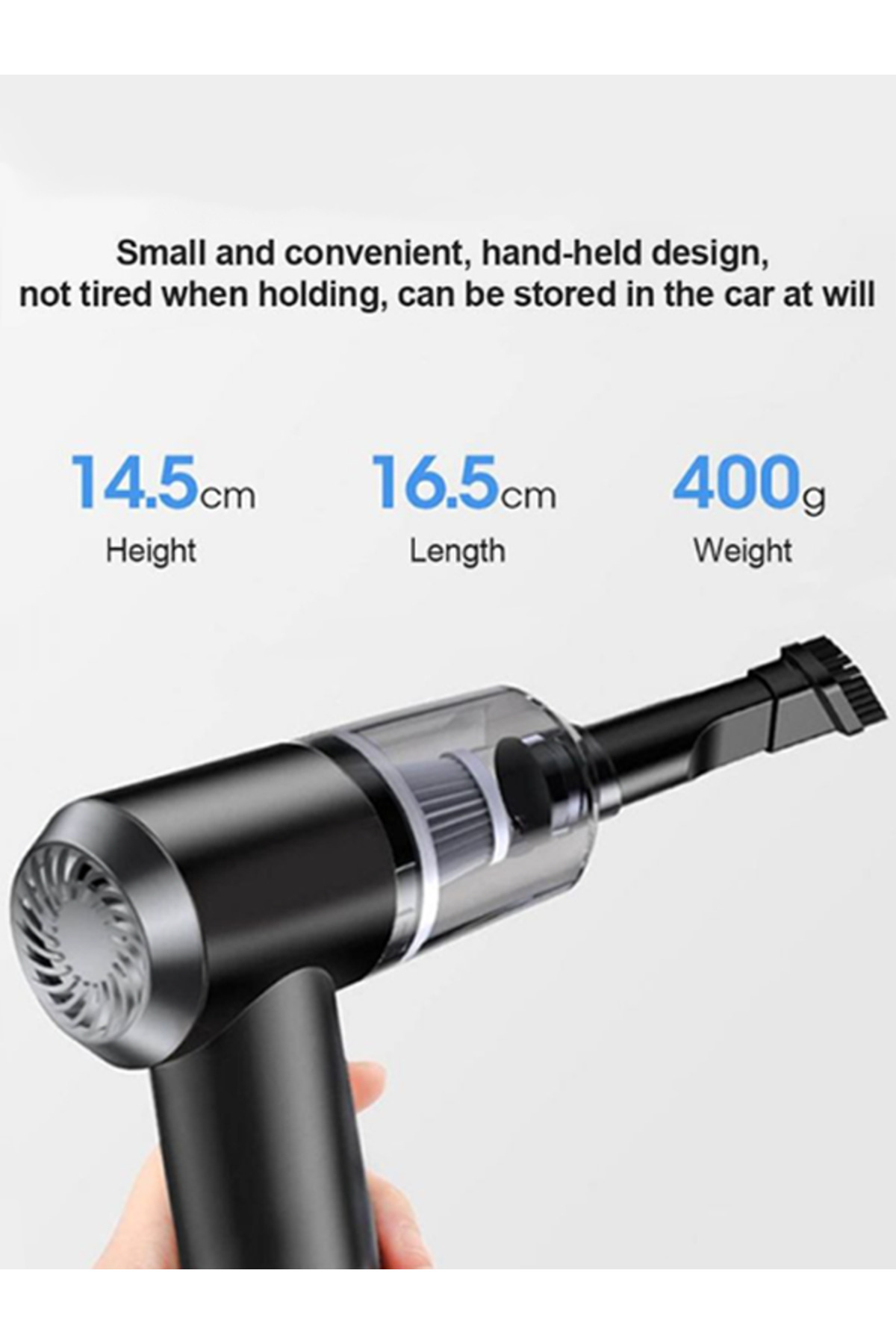 MACON-Portable Mini 2-in-1 Wireless Vacuum Cleaner – Compact Cordless Cleaner for Home & Car, Black/White 6