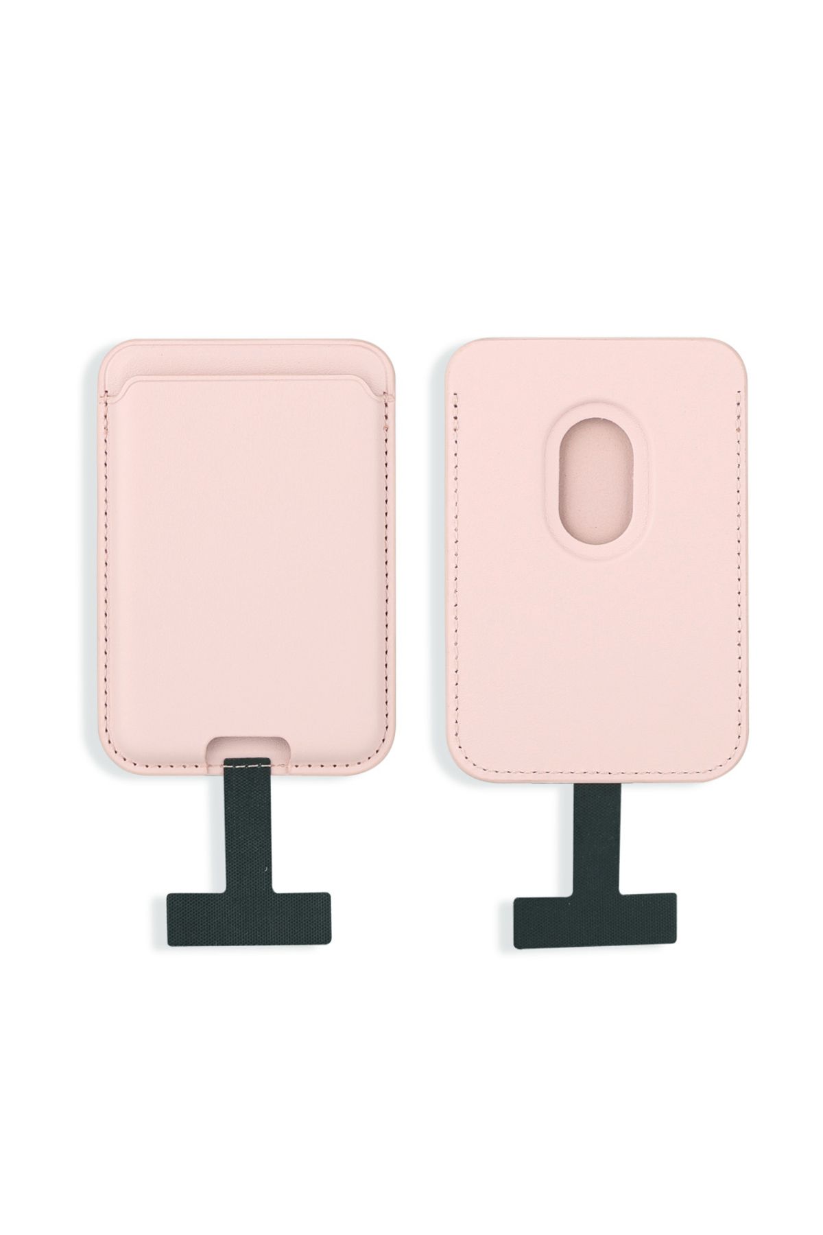HTstore CRD-09 Dahili Şarj Soket Aparatlı Magnetik PU Deri Kartlık-Açık pembe