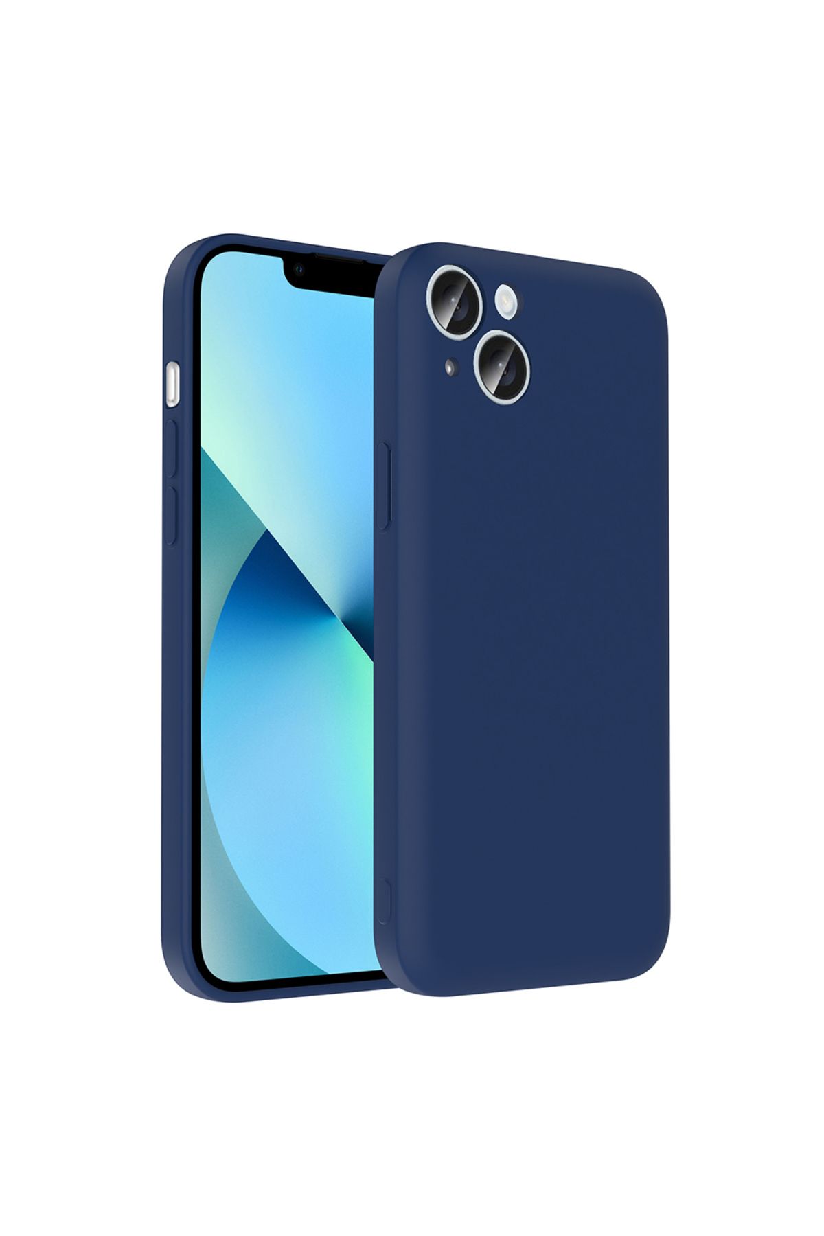 HTstore iPhone Uyumlu 13 Kılıf Kamera Korumalı Kartlık Hazneli Zore Vitra Kapak-Lacivert