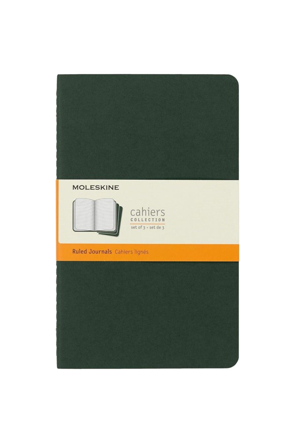Moleskine-Striped Cahier Notepad Set of 3 L Size Myrtle Green 1