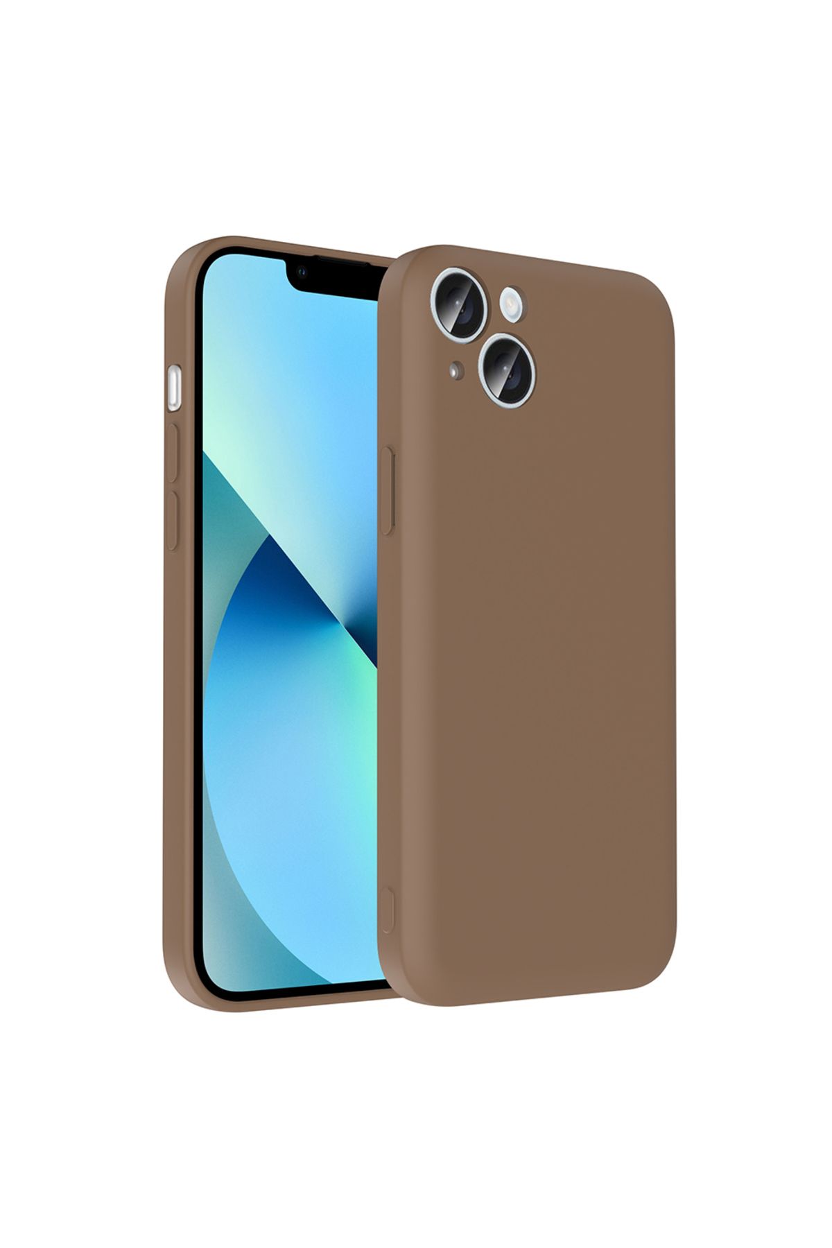 HTstore iPhone Uyumlu 13 Kılıf Kamera Korumalı Kartlık Hazneli Zore Vitra Kapak-Kahverengi