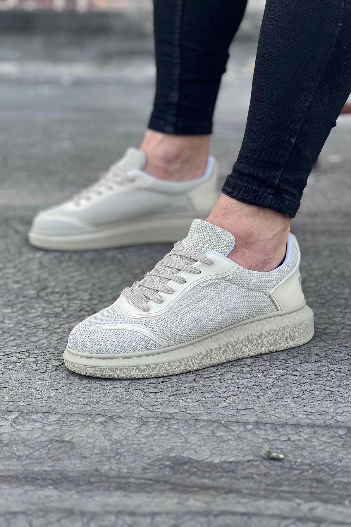 Erbilden WG019 Bej Triko Erkek Casual Ayakkabı