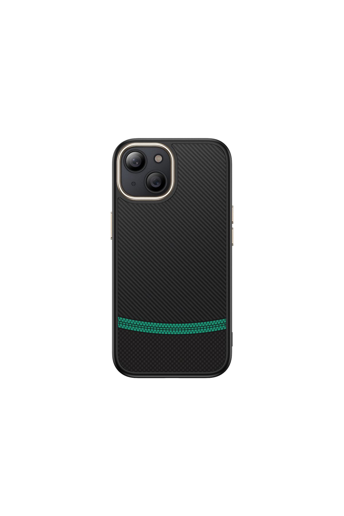 HTstore iPhone Uyumlu 15 Kılıf M-safe Şarj Özellikli Karbon Fiber Görünümlü Zore Antina Kapak-Siyah-yeşil