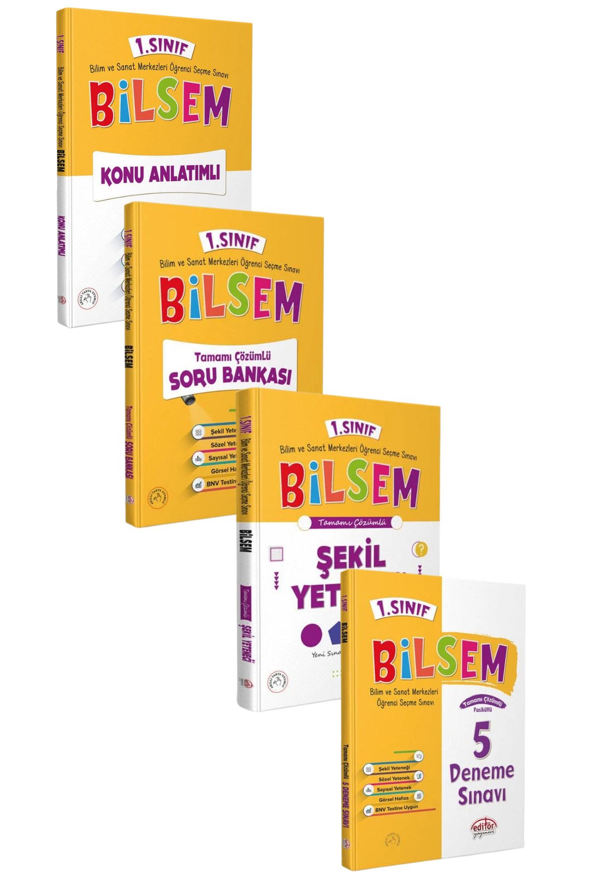 Editör Yayınevi 1. Sınıf Bilsem Konu Anlatımlı+Soru Bankası+Şekil Yeteneği+5 Deneme Seti-4 KİTAP-SET