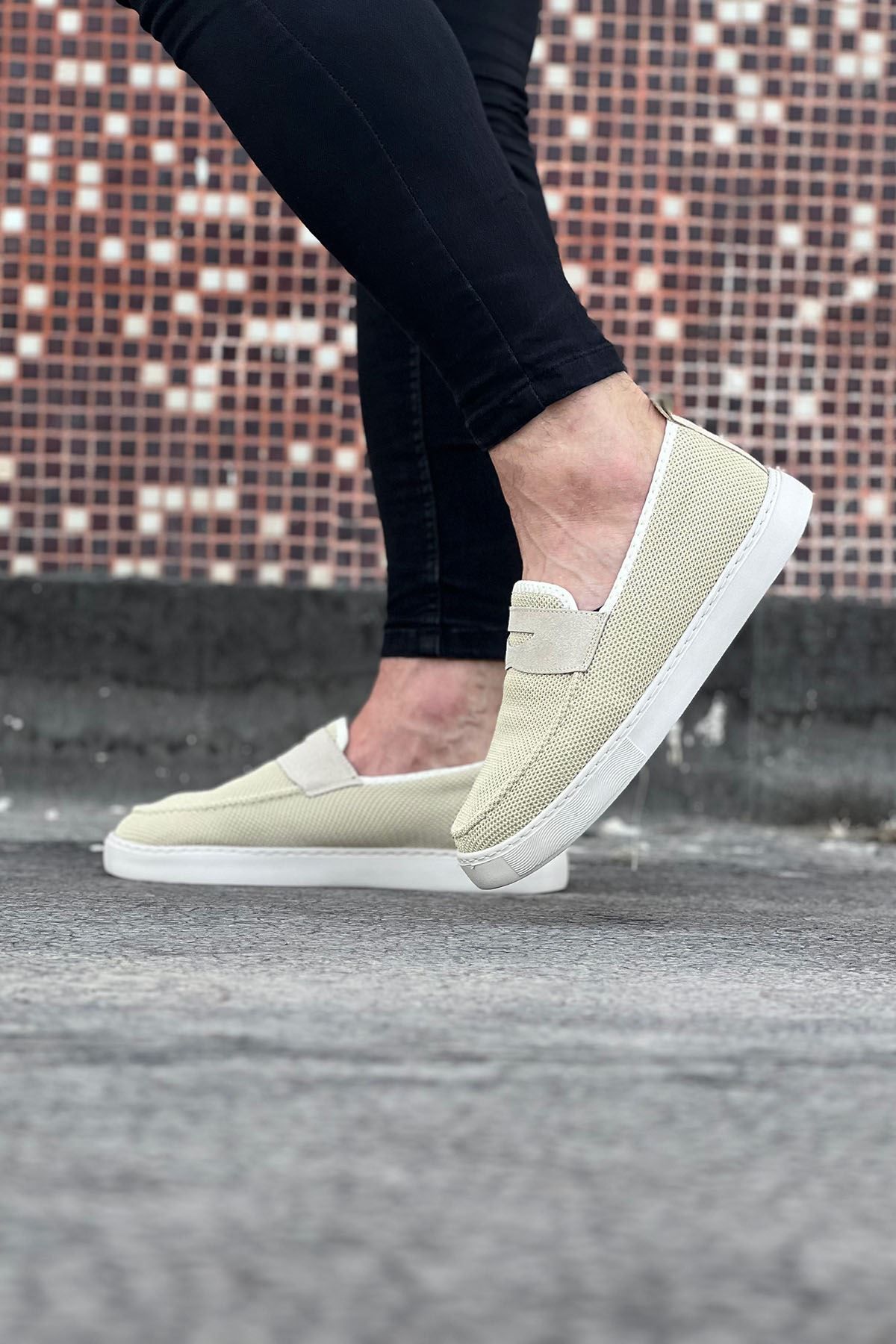 Erbilden WG061 Bej Triko Babet Erkek Casual Ayakkabı