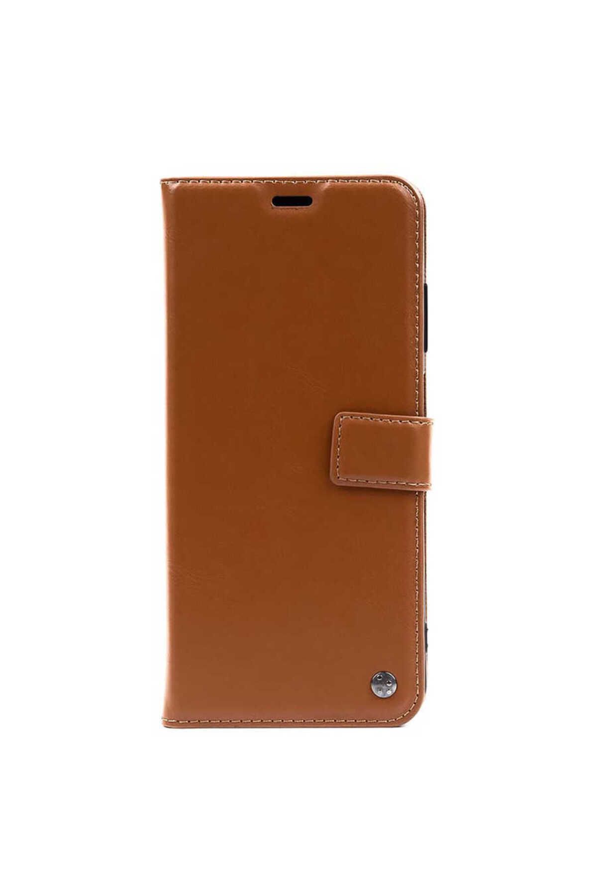 HTstore Huawei Uyumlu P30 Lite Kılıf Zore Kar Deluxe Kapaklı Kılıf-Kahverengi