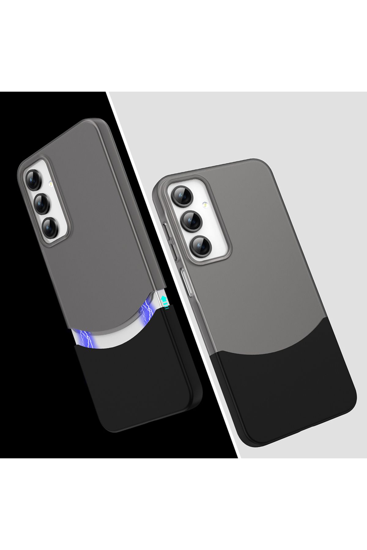 HTstore Galaxy Uyumlu A55 Kılıf Mıknatıslı Zore Duble Kapak-Siyah