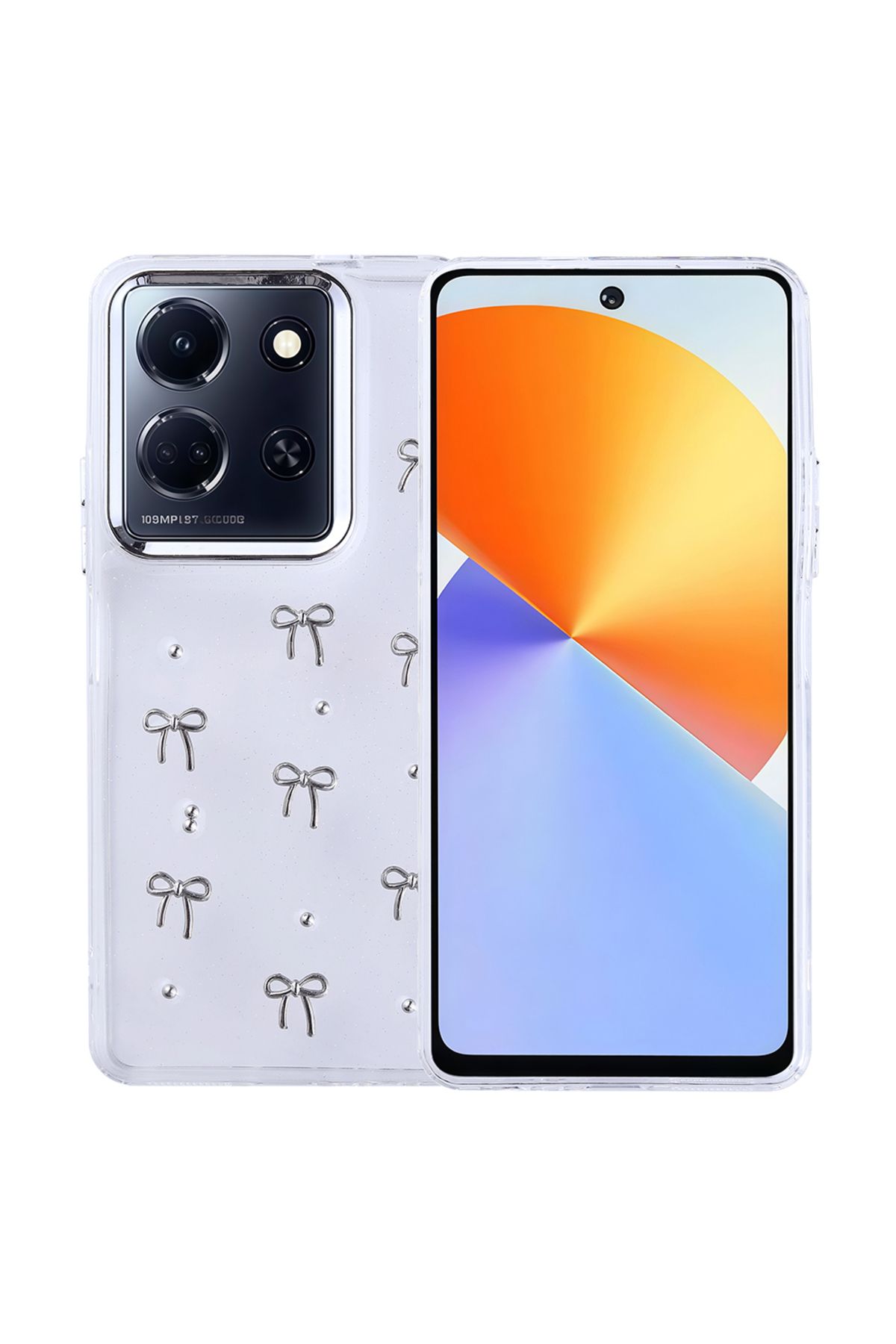 HTstore İnfinix Note 30 5G Kılıf Airbag Tasarımlı Simli Şeffaf Zore Kutup Kapak