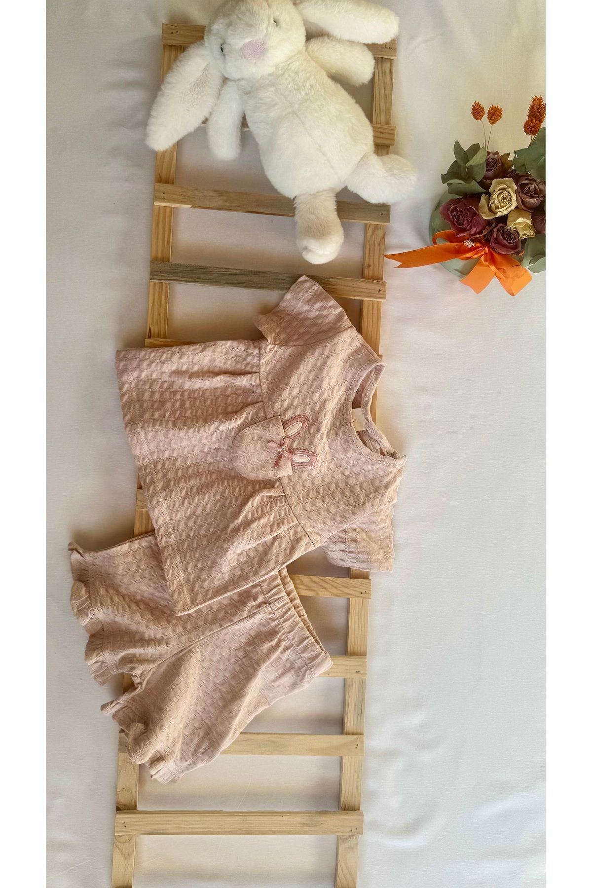 HEPSİ BEBEK Bebek Yazlık Waffle Kumaş Şortlu Takım 2’li Takım - Yazlık Bebek Takım
