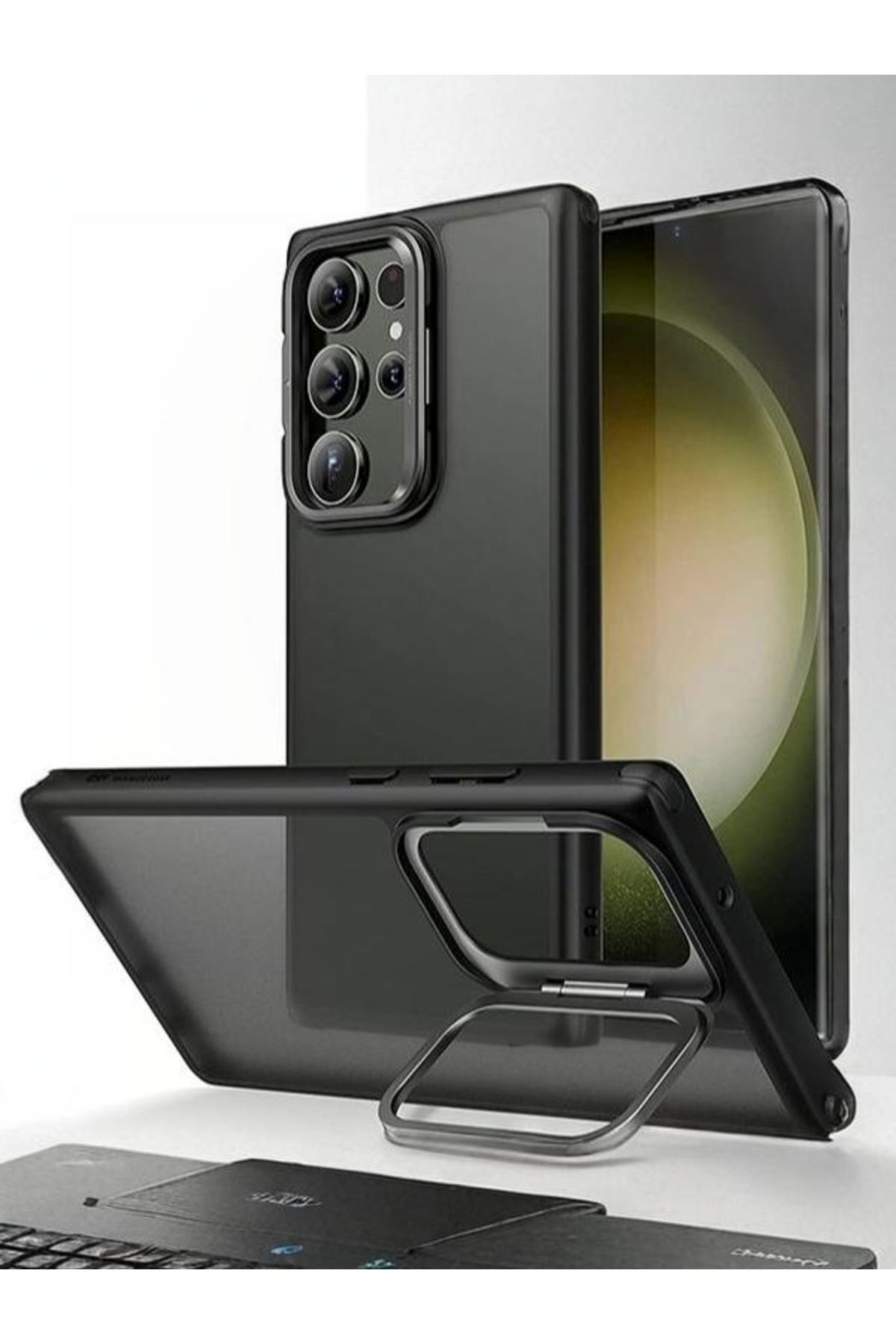 ESR Samsung S23 Ultra Kılıf Kickstand Silikon - Buzlu Siyah
