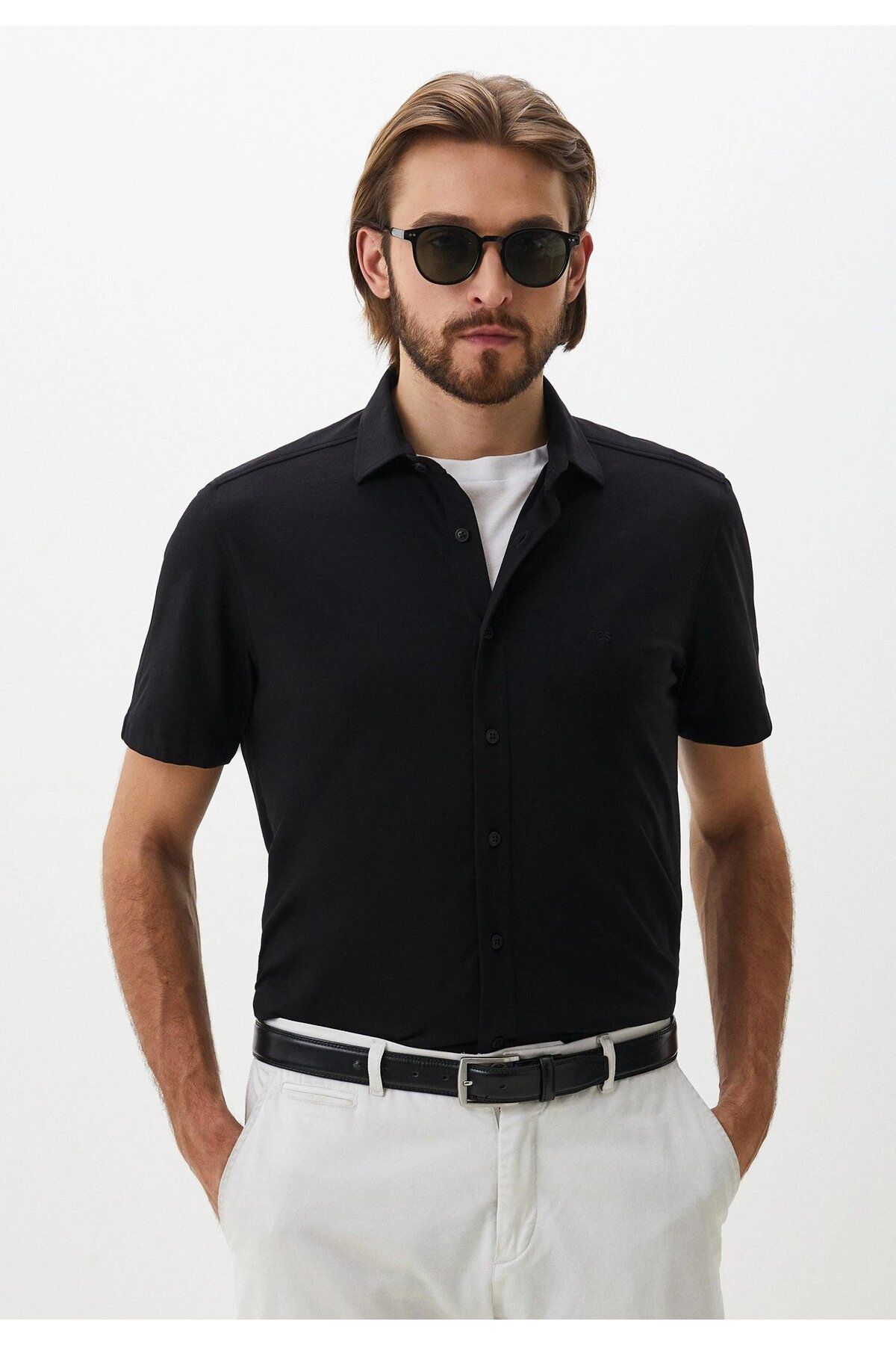 Ncs Jeans Erkek Kısa Kollu Yazlık Gömlek Siyah Slim Fit NCS JEANS 7286