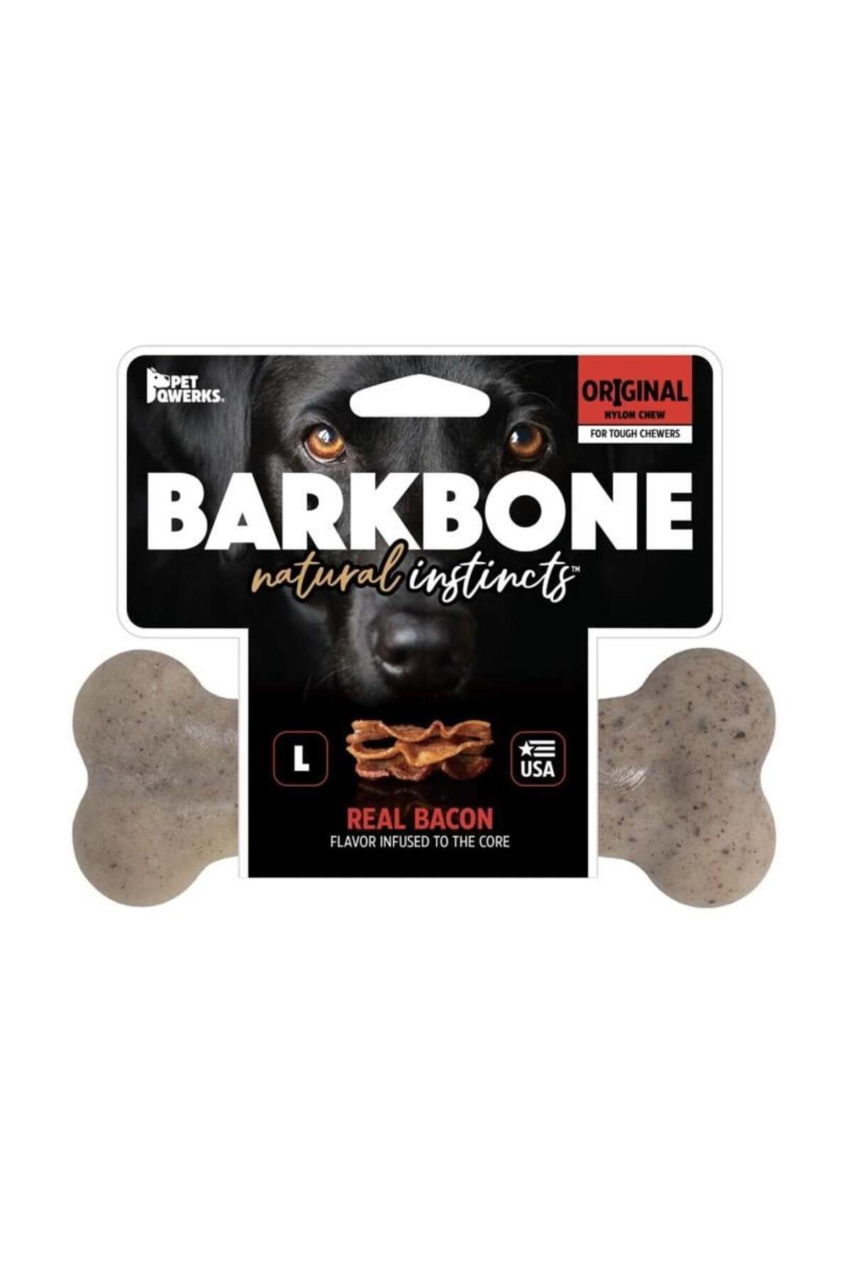 Pet Qwerks BarkBone Original Bacon Aromalı Bitmeyen Köpek Çiğneme Kemiği (Büyük Boy)