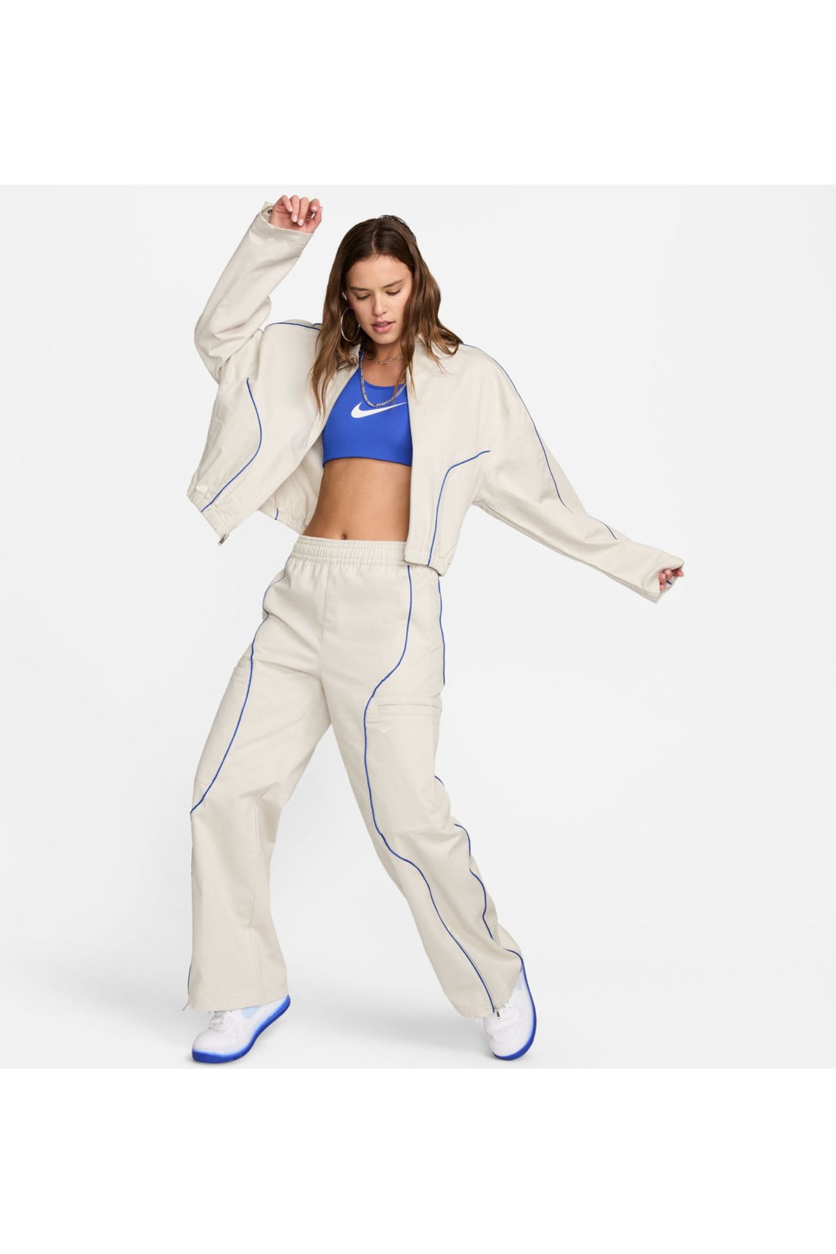 Nike Sportswear Street High Rise Woven Kadın Bej Eşofman Altı