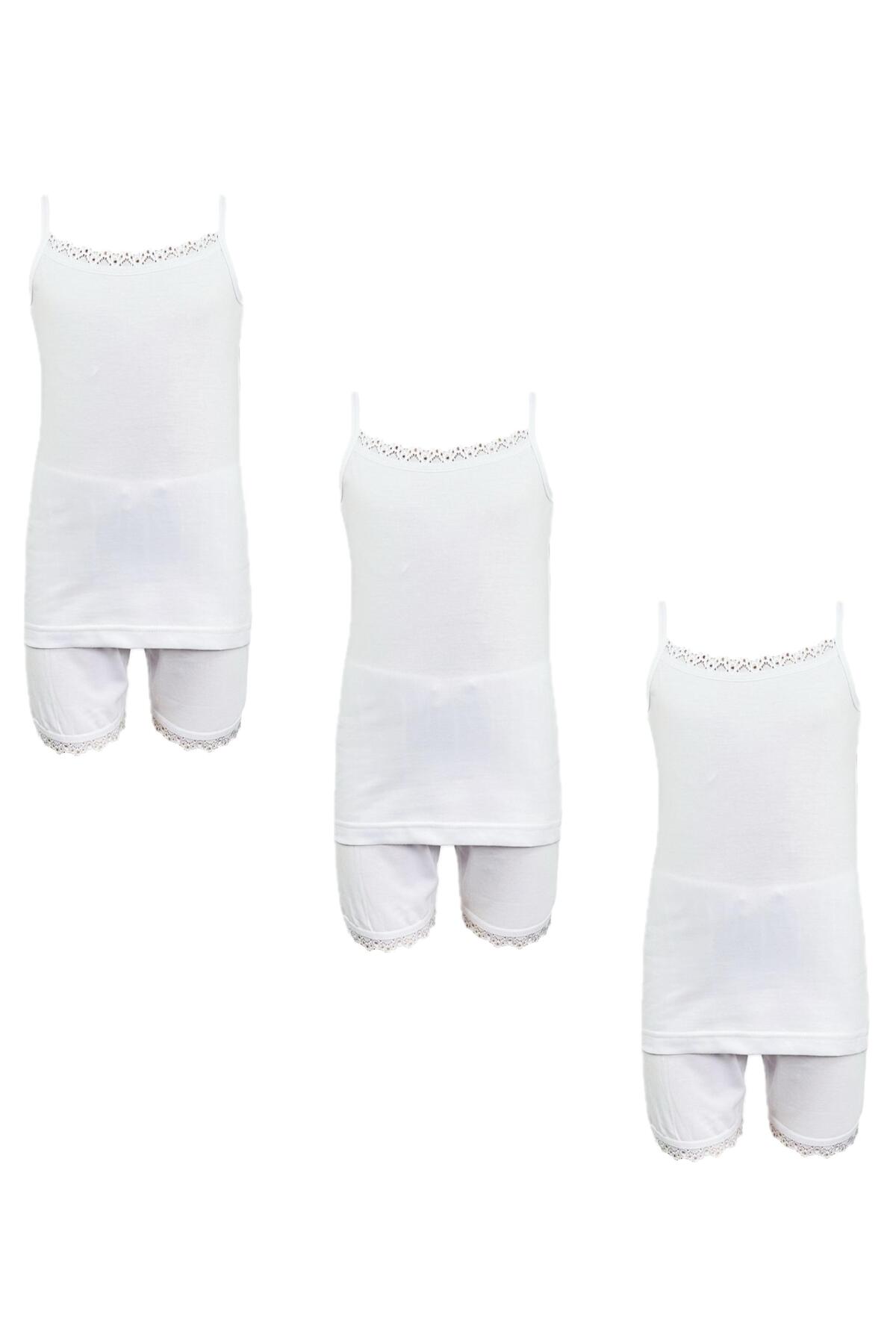 City Rose Fashion Camisole and shorts for girls 3 sets (Underwear, White, Cotton 100%)